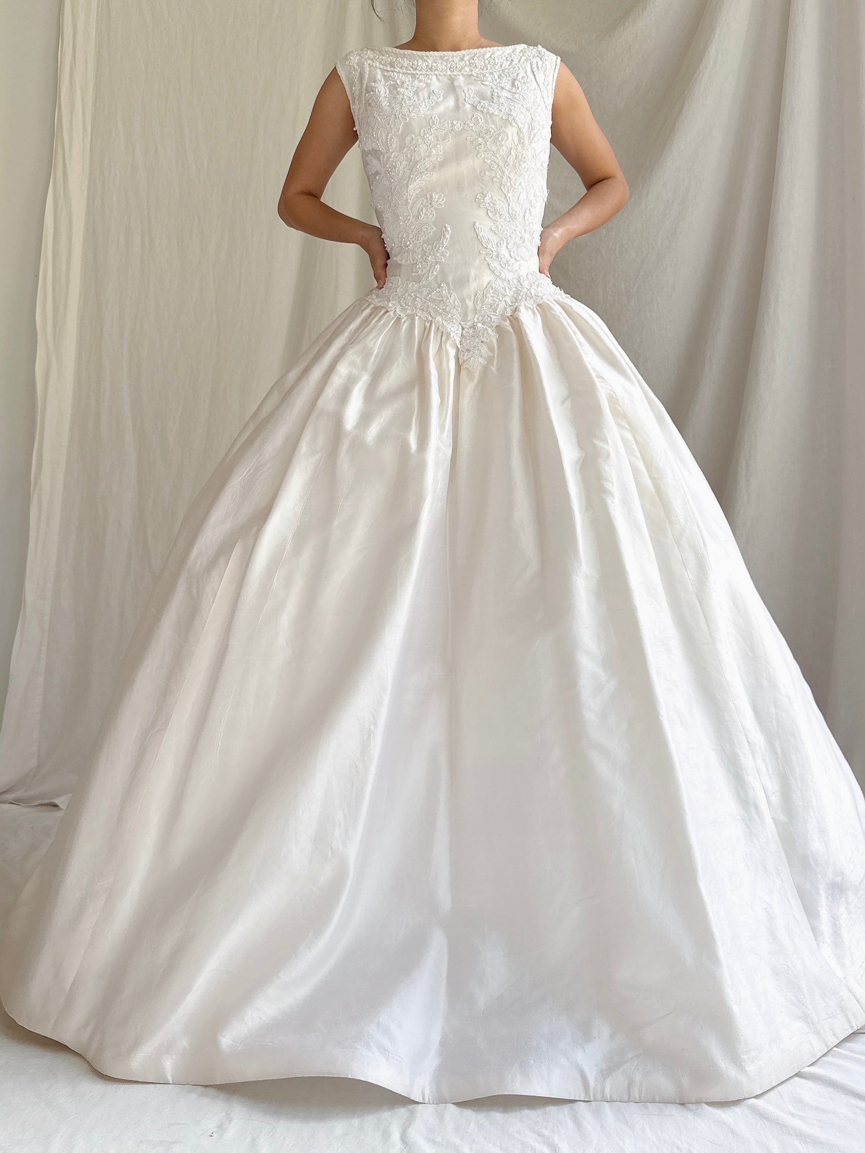 Vintage Silk Boatneck Gown - M