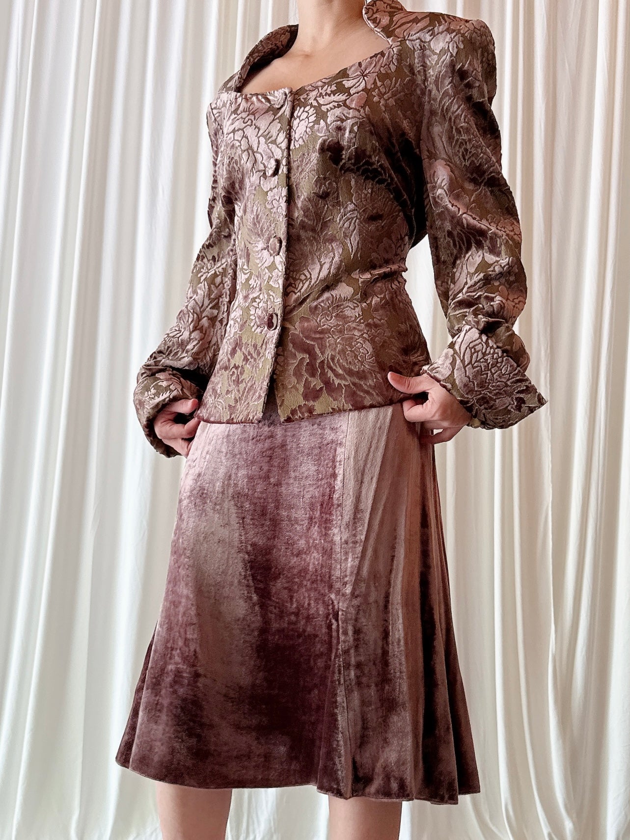 Vintage Paul Vasseur Velvet Brown 2 Piece Set - FR 44