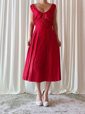Vintage Futura Red Silk Dress - size 44