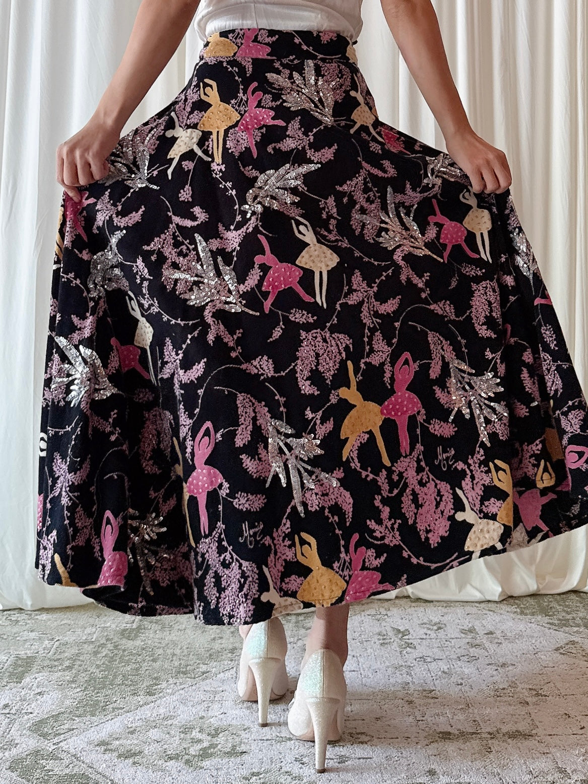 Vintage Monica Paris Velvet Ballerina Skirt - Waist 33”