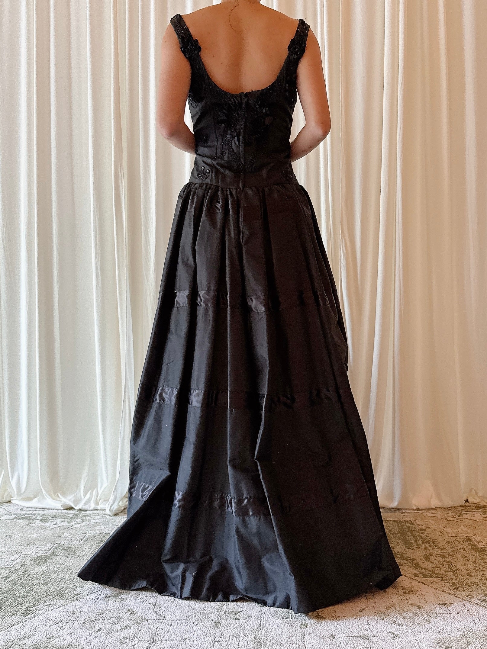 Vintage Fanaz Designs Black Silk Dress - Size FR 42