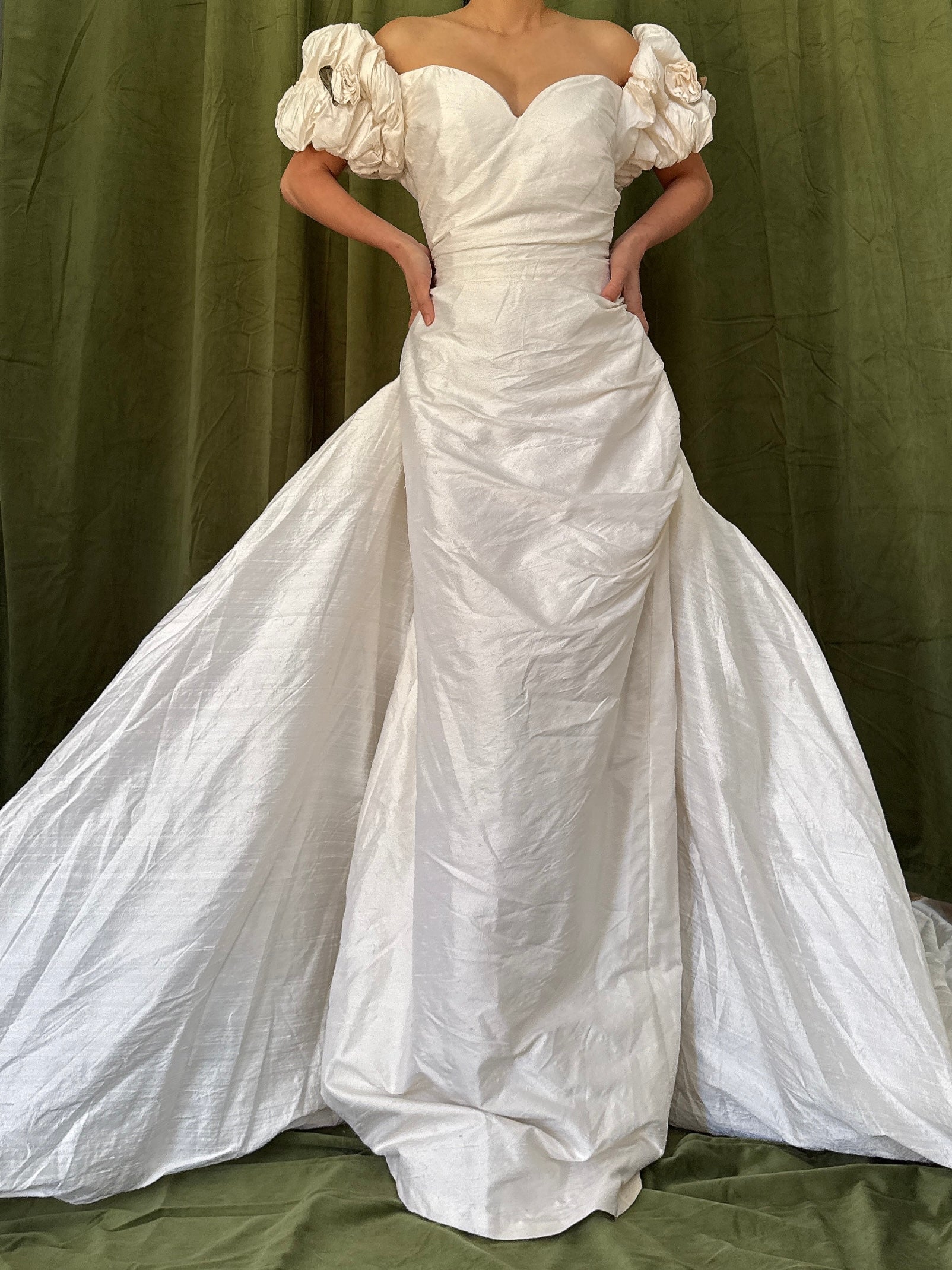 Vintage Dupioni Silk Draped Gown - L/12