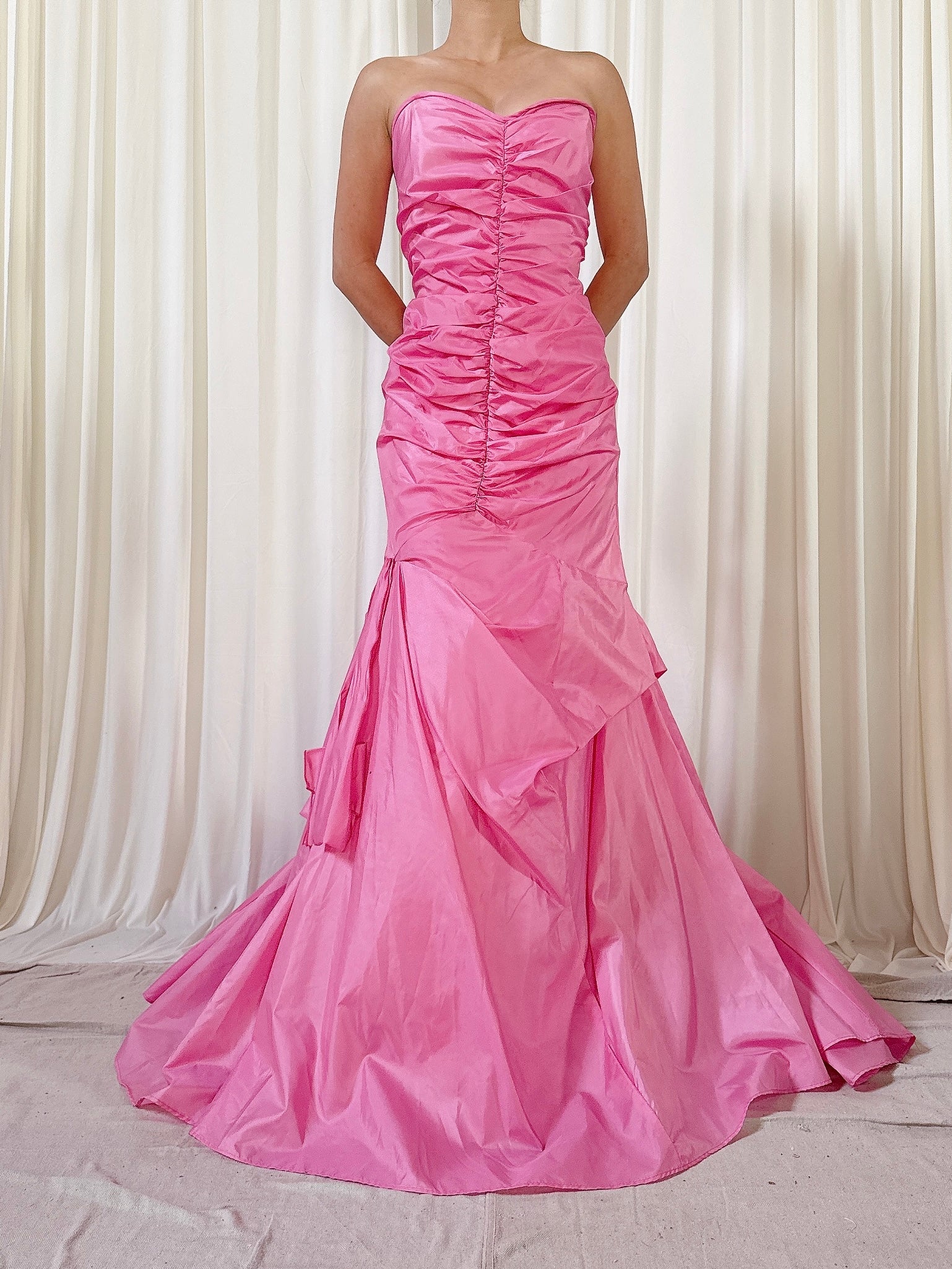 Vintage Jovani Pink Ruche Dress - US 8