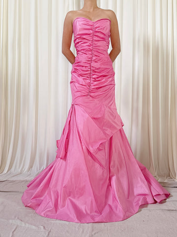 Vintage Jovani Pink Ruche Dress - US 8