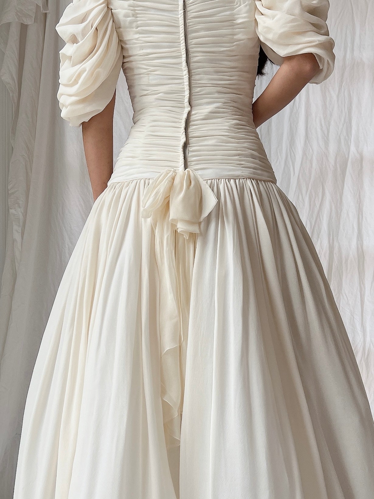 Vintage Silk Dropped Waist Dress - S/M