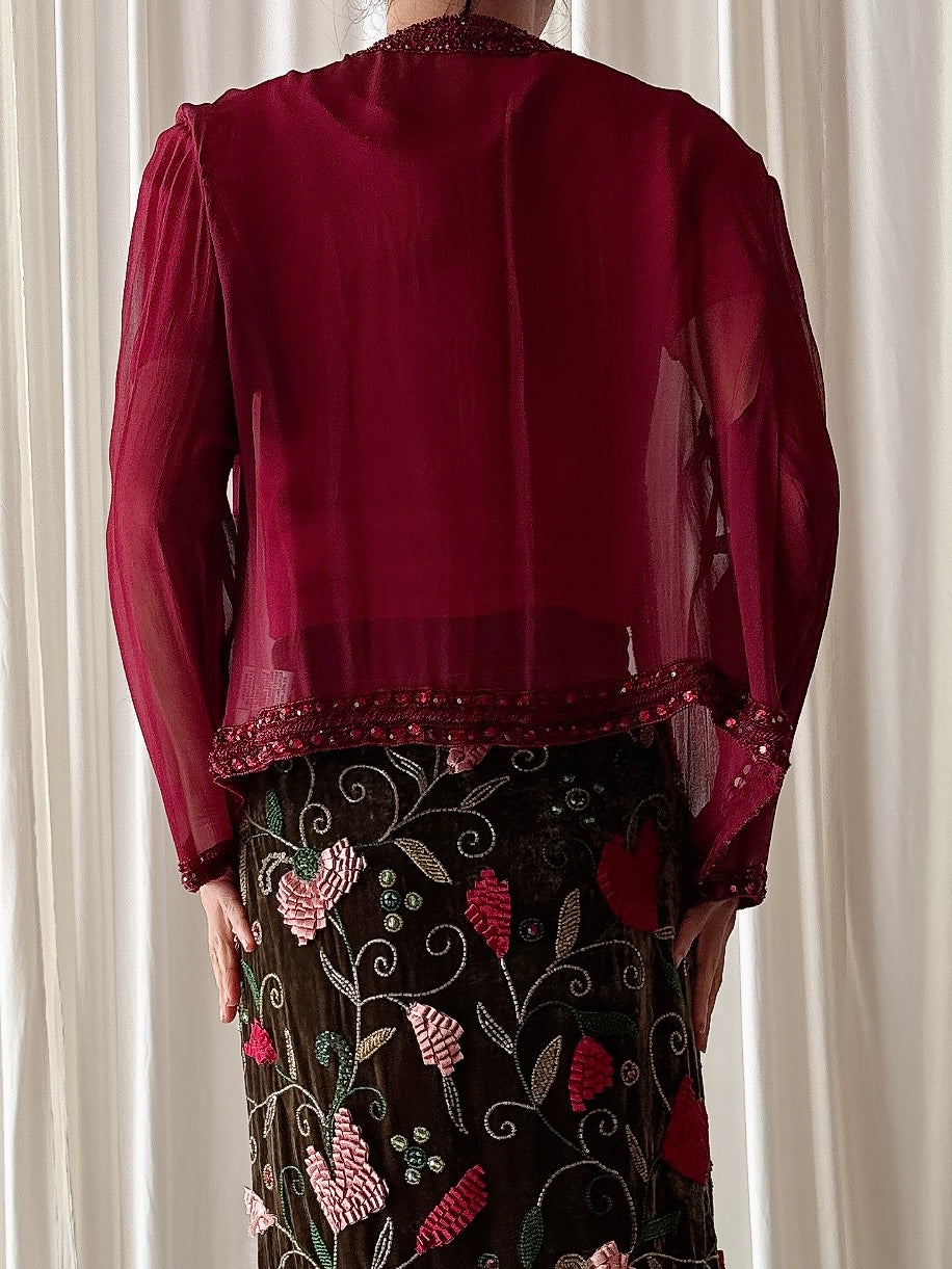 Vintage SCALA Ruby Silk Bolero - Size 12