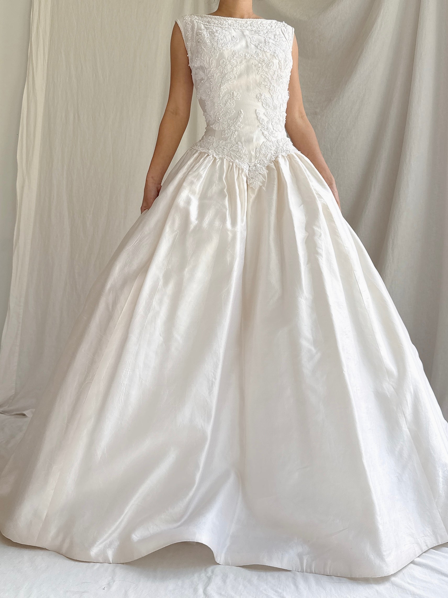Vintage Silk Boatneck Gown - M