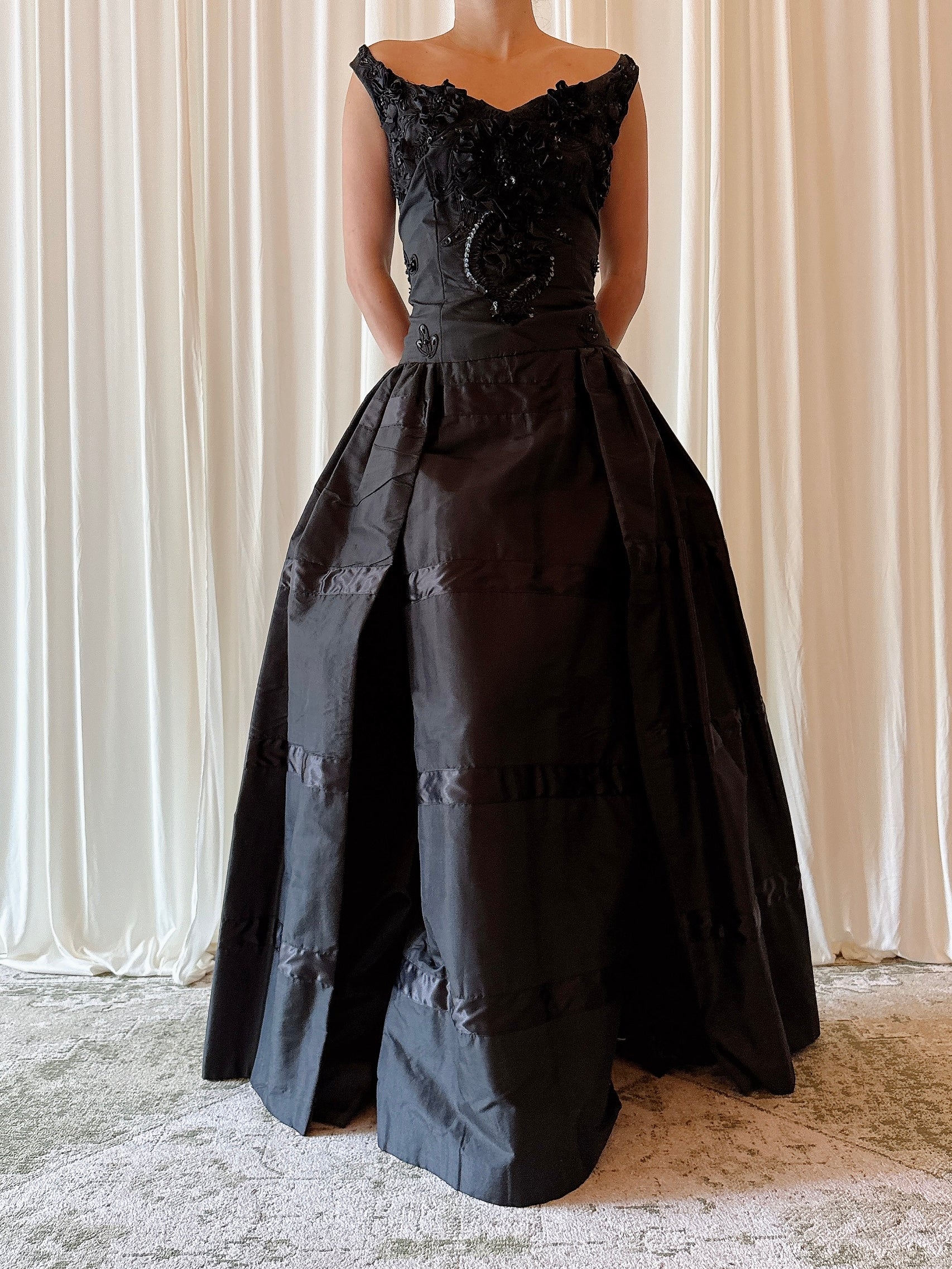 Vintage Fanaz Designs Black Silk Dress - Size FR 42