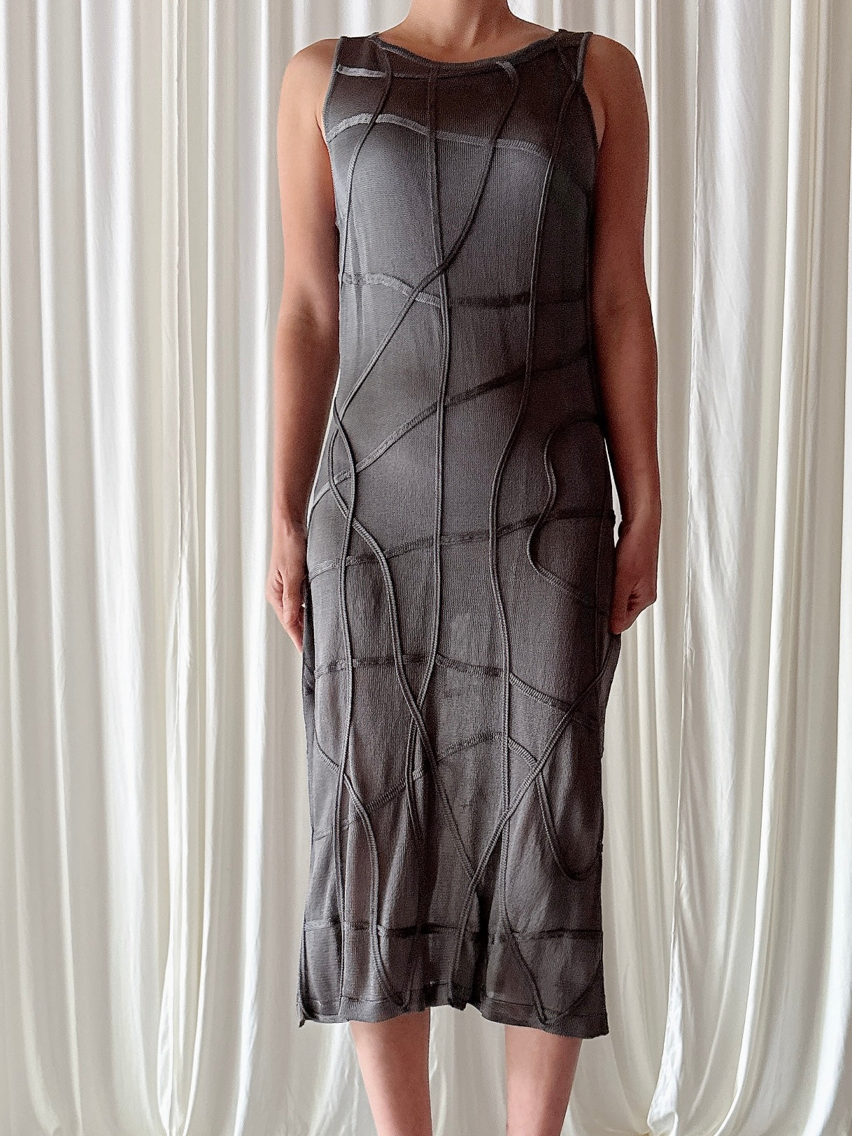 Vintage Nora Attalai Grey Knit Dress - Size 38