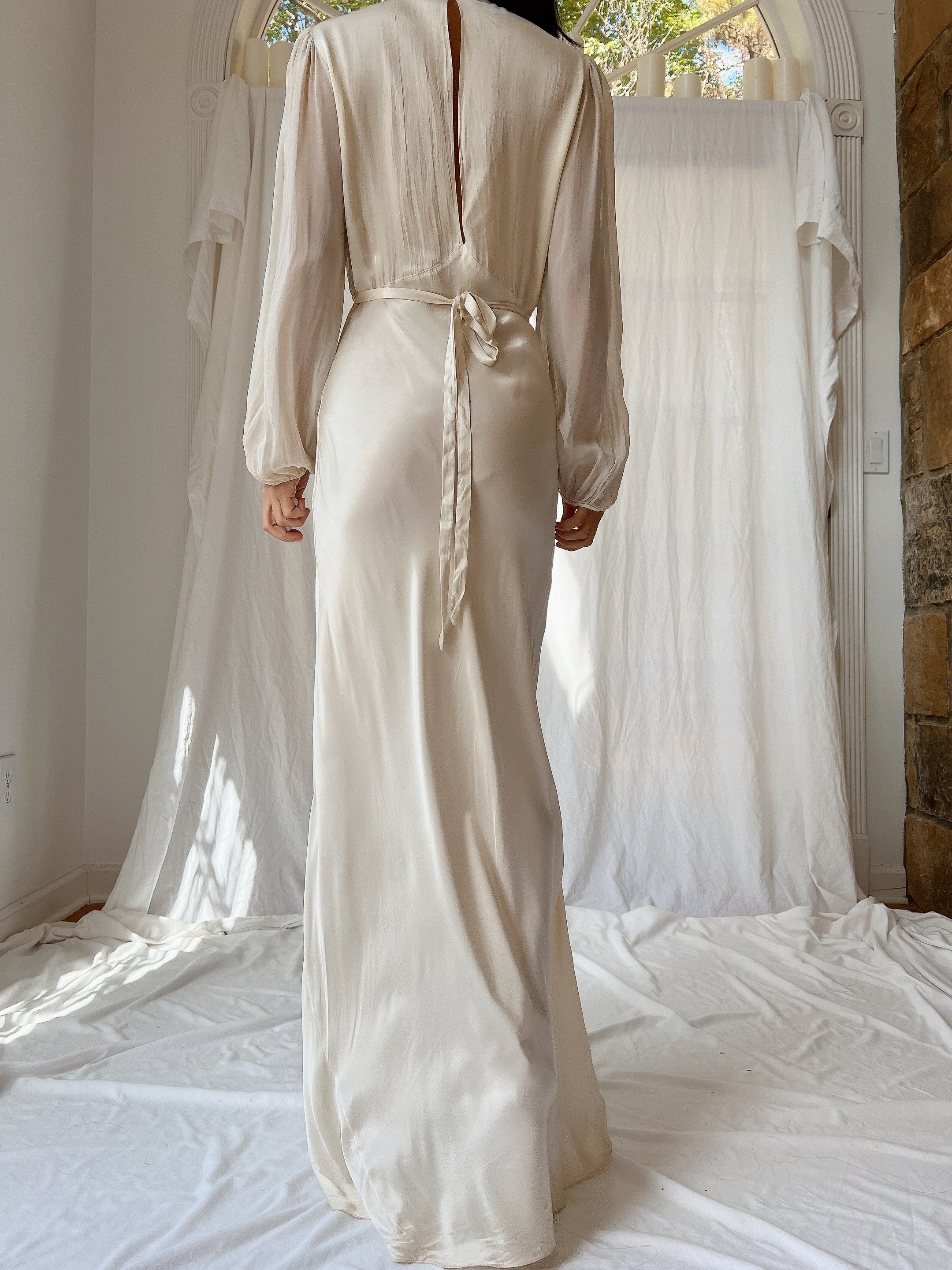 1930s Silk Satin Gown - S