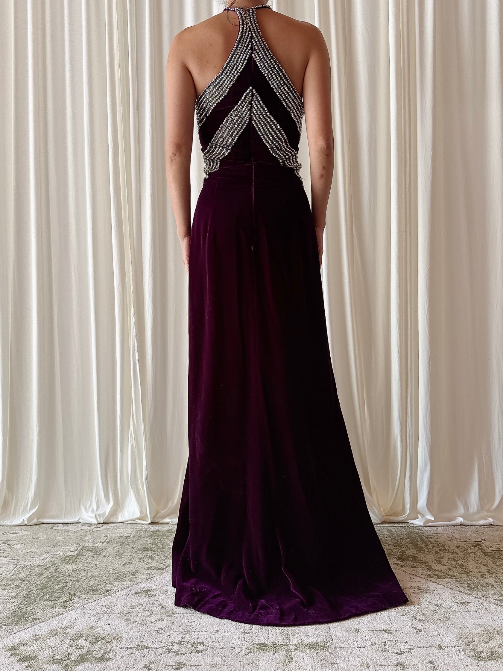 Vintage Nights by Sherry Purple Velvet Dress - Size 14