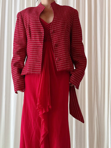 Vintage Petrovitch & Robinson Red Linen Jacket - FR 48