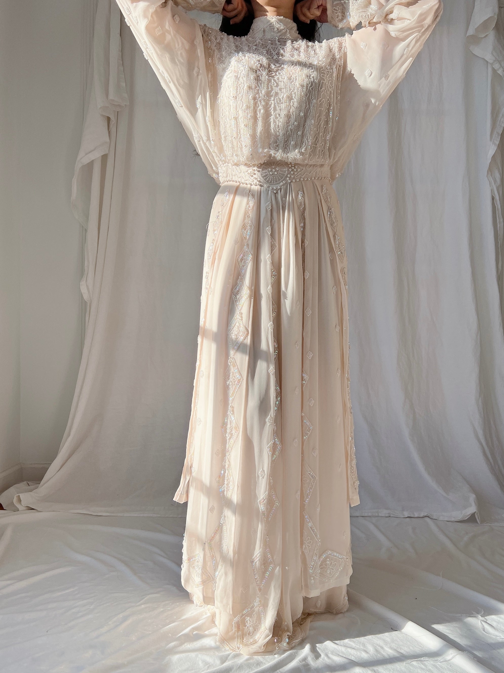 Vintage Silk High Neck Gown - S/4