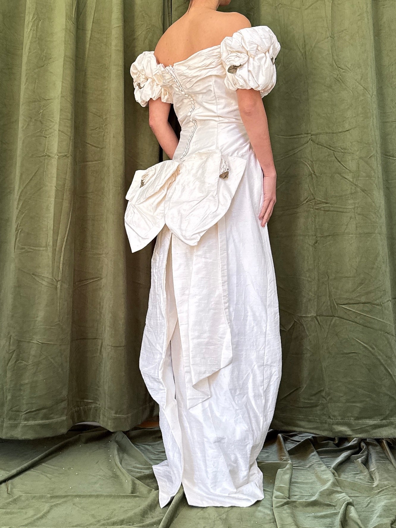 Vintage Dupioni Silk Draped Gown - L/12