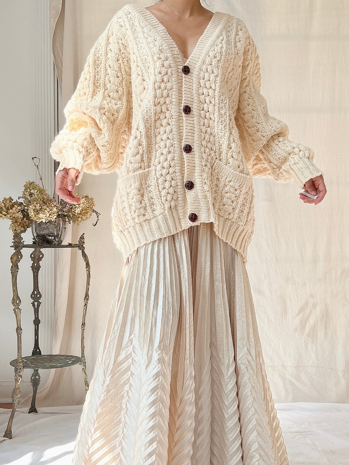 1970s Wool Irish Knit Cardigan - XL