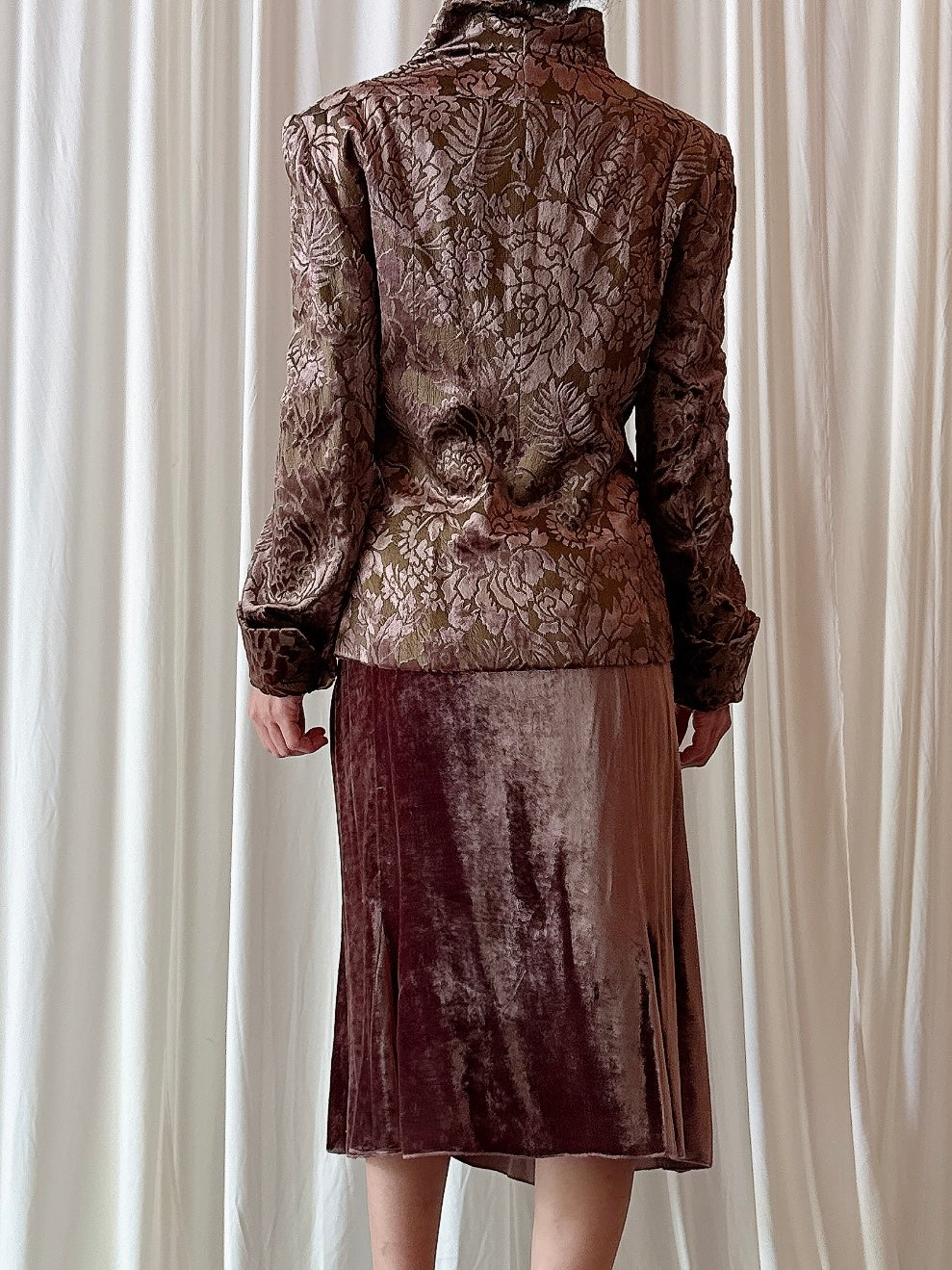 Vintage Paul Vasseur Velvet Brown 2 Piece Set - FR 44