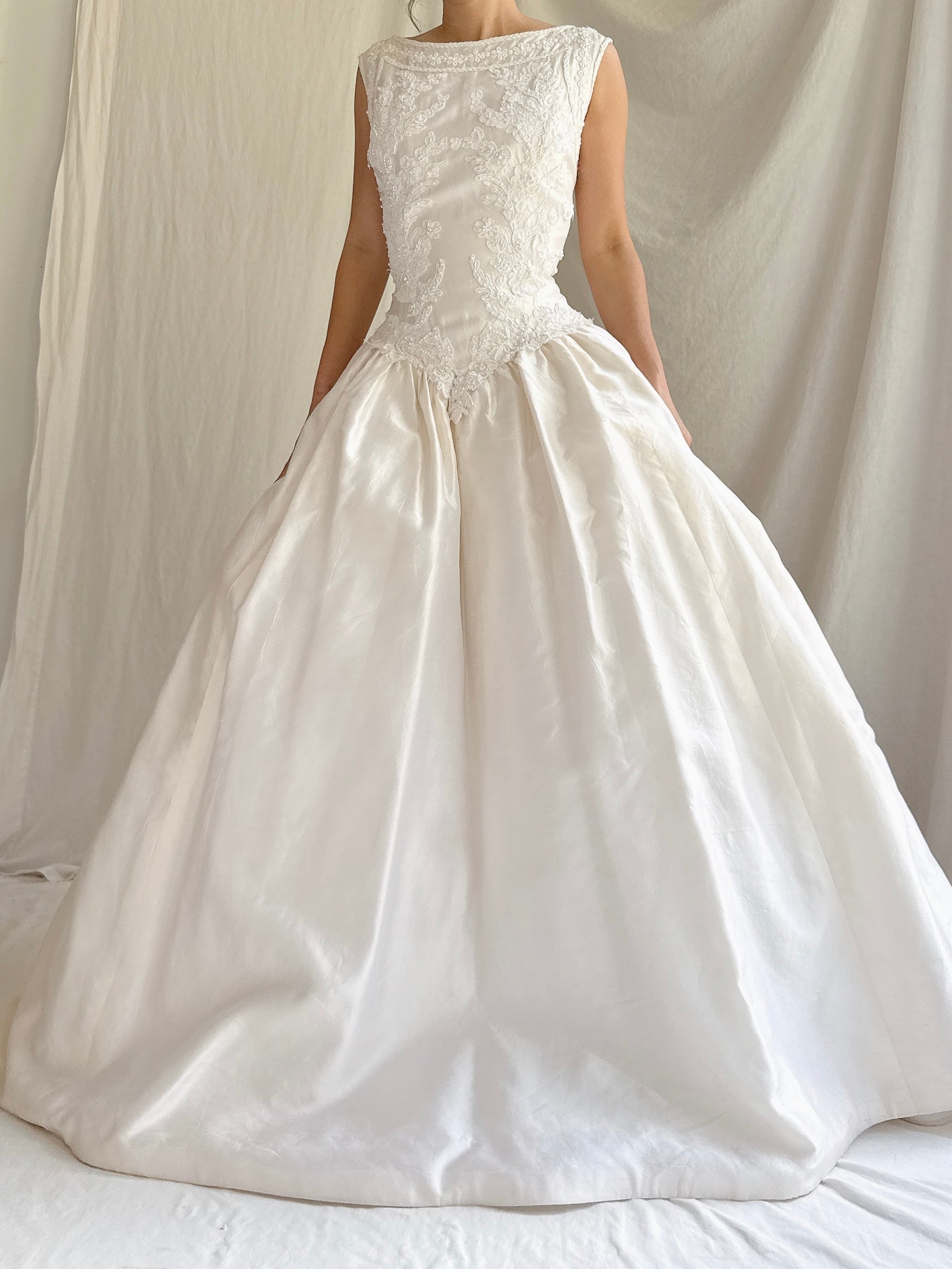 Vintage Silk Boatneck Gown - M