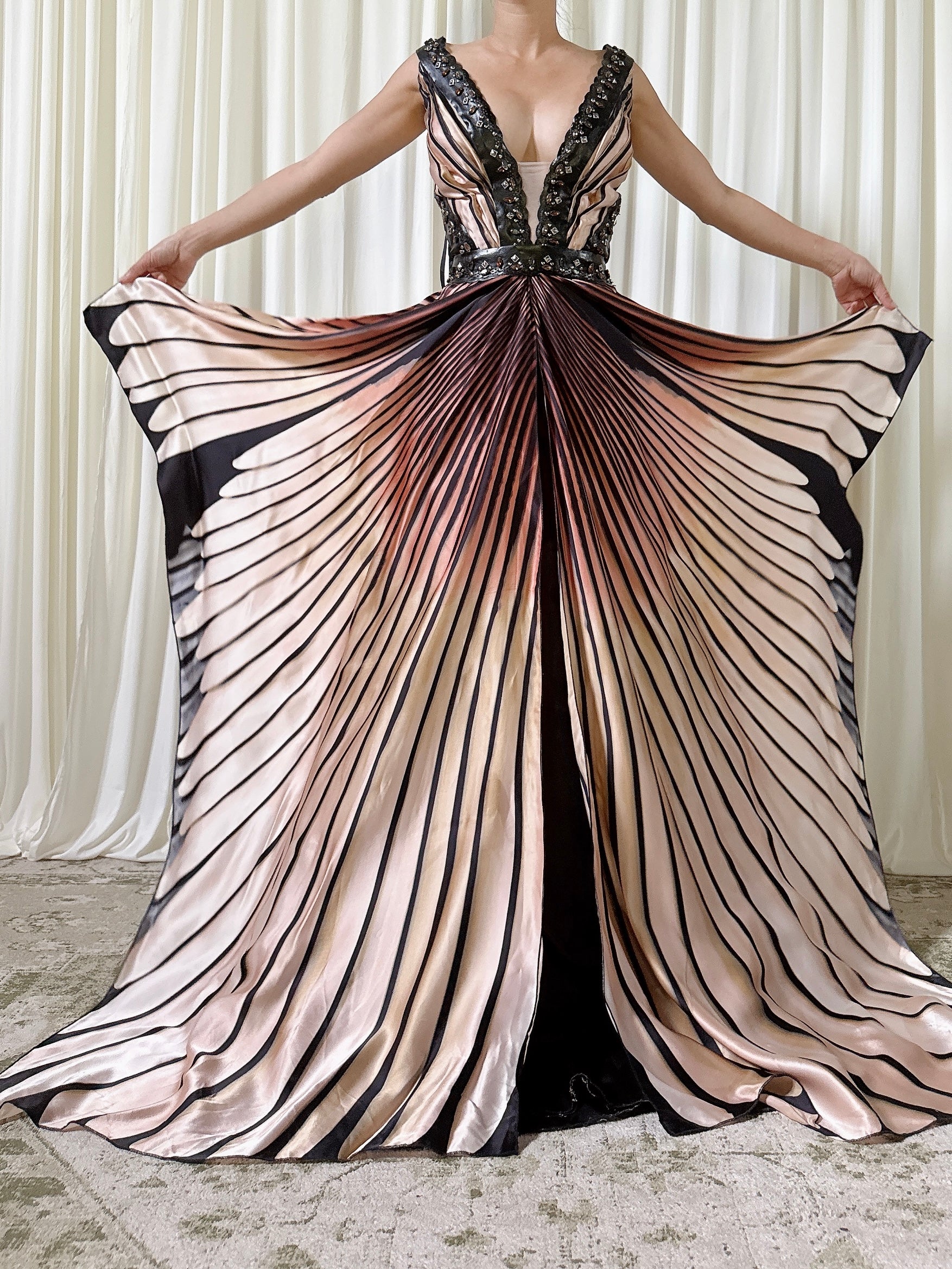 Vintage Silk Butterfly Dress - Size 12