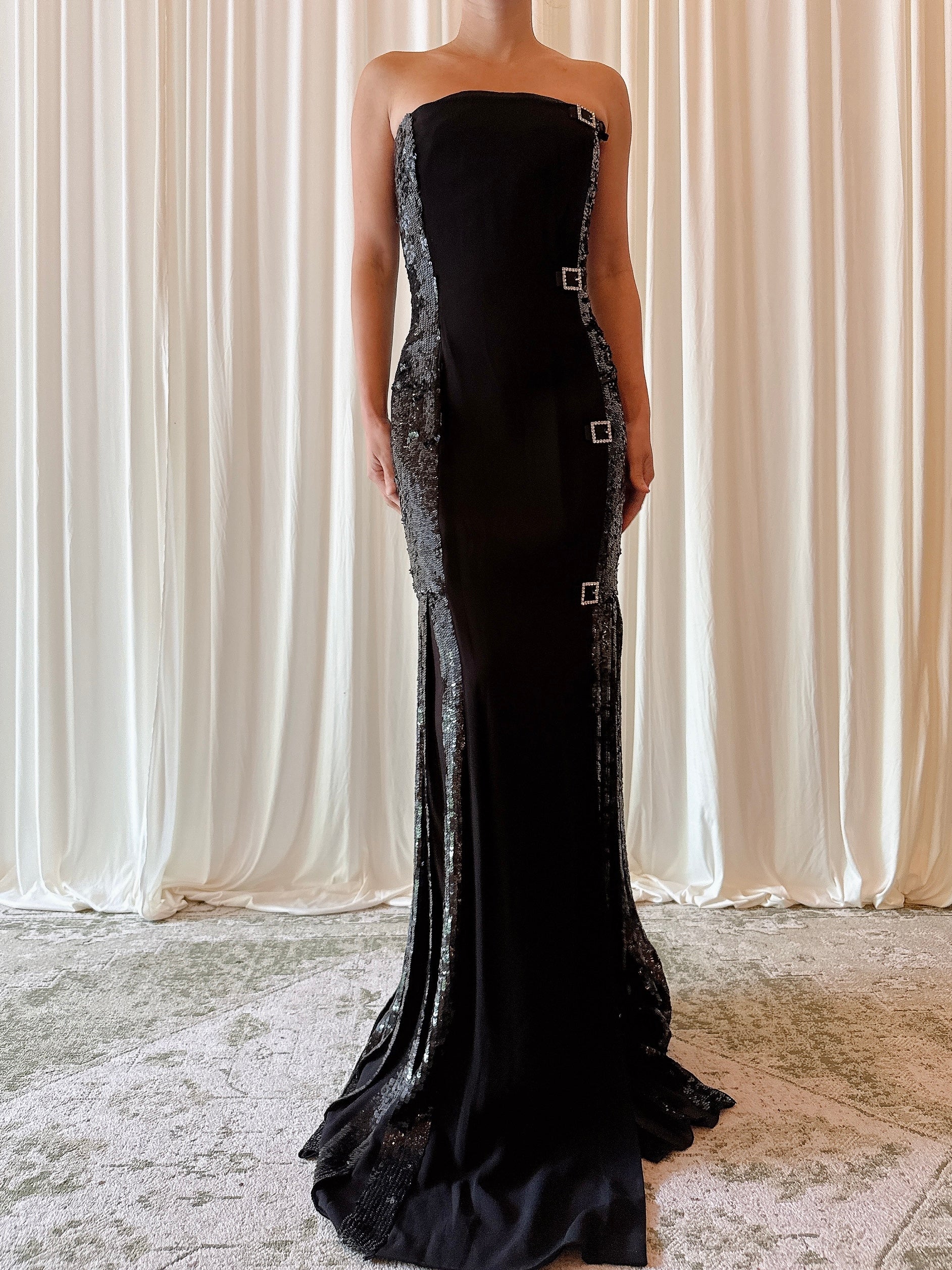 Vintage Belleville Sassoon Black Sequined Dress - UK 16