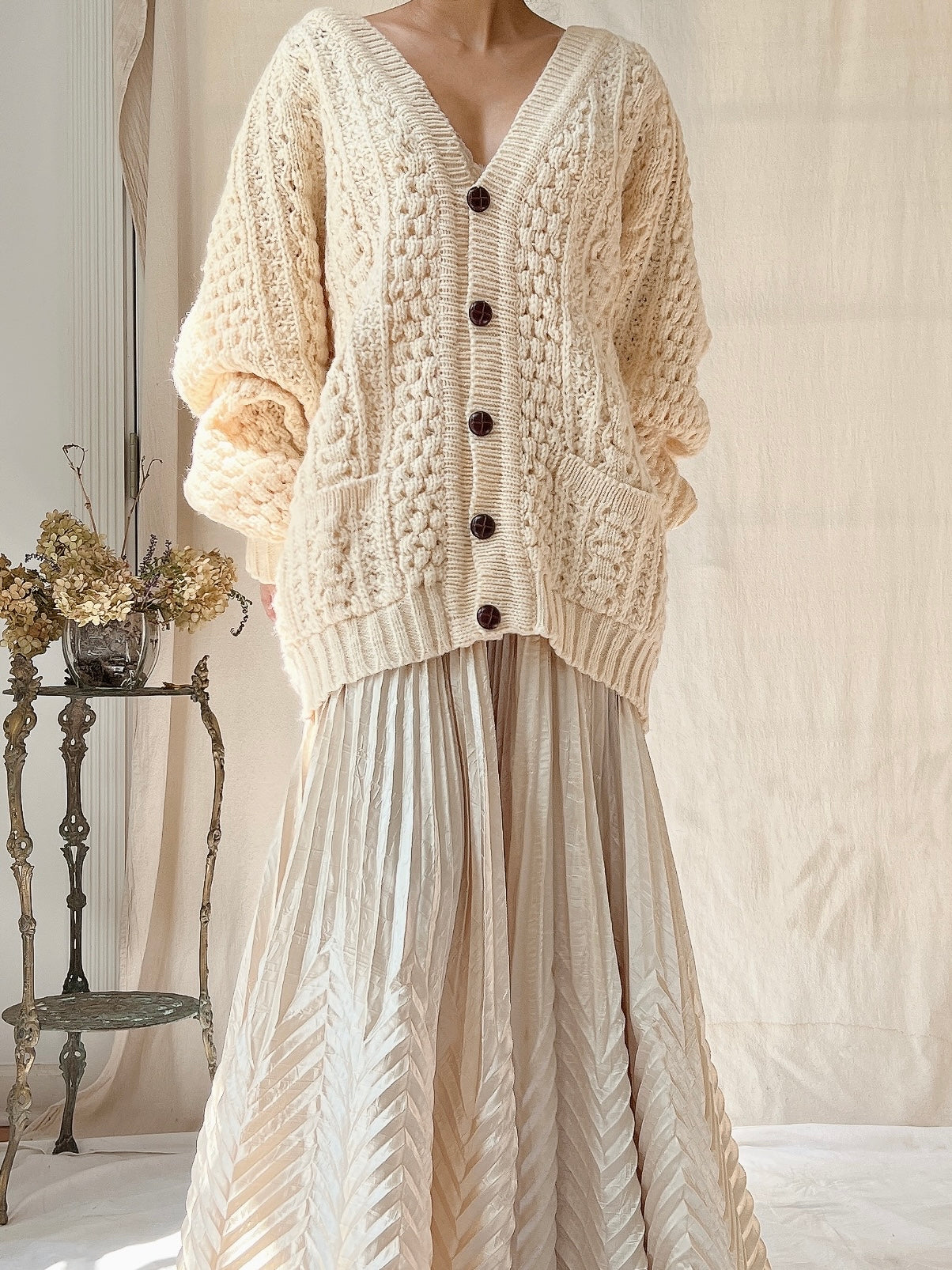 1970s Wool Irish Knit Cardigan - XL