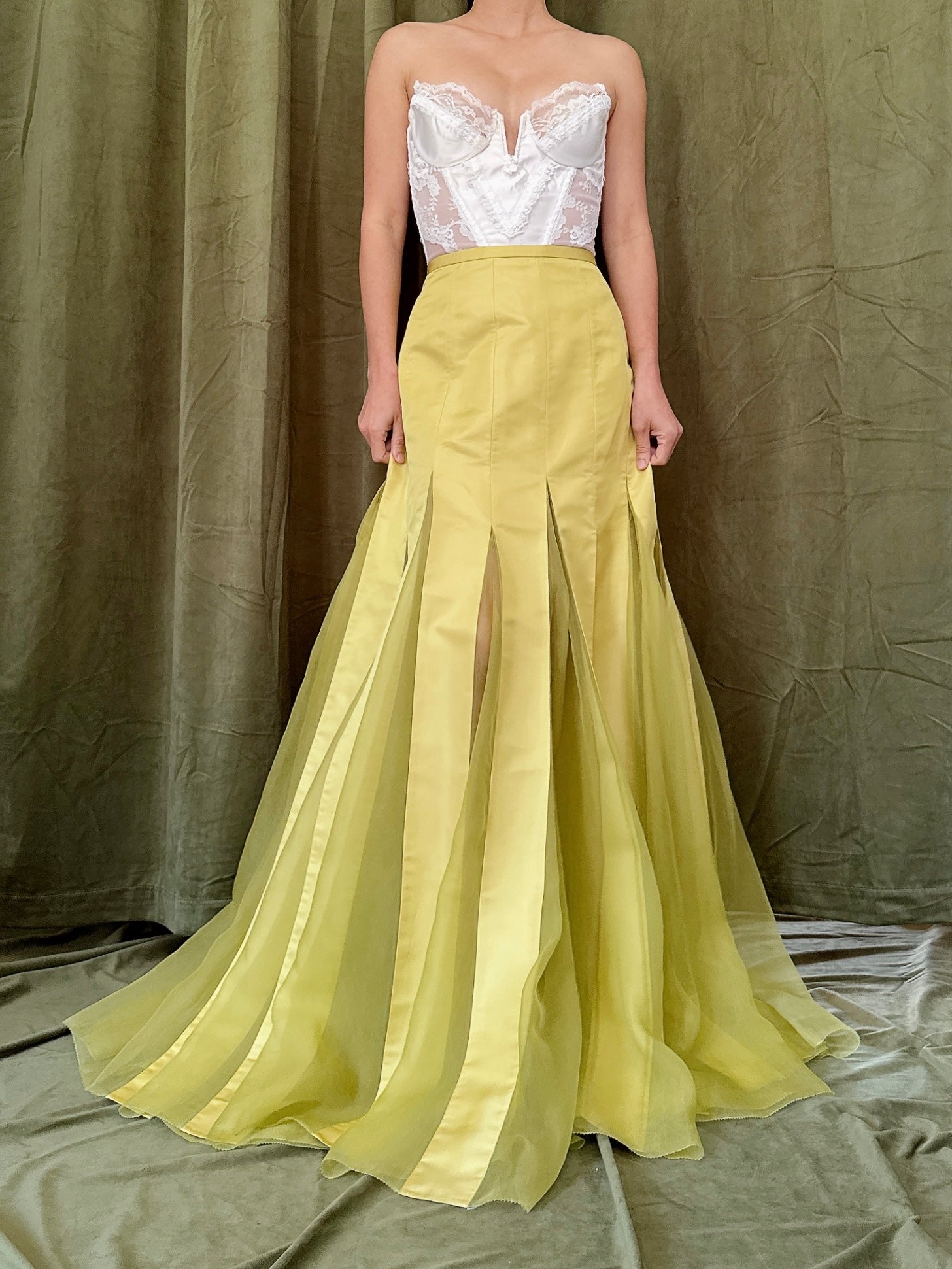 Vintage Chartreuse Cailan’D Silk Organza Skirt - M