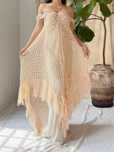 Vintage Light Peach Extra Large Shawl - OSFM | G O S S A M E R