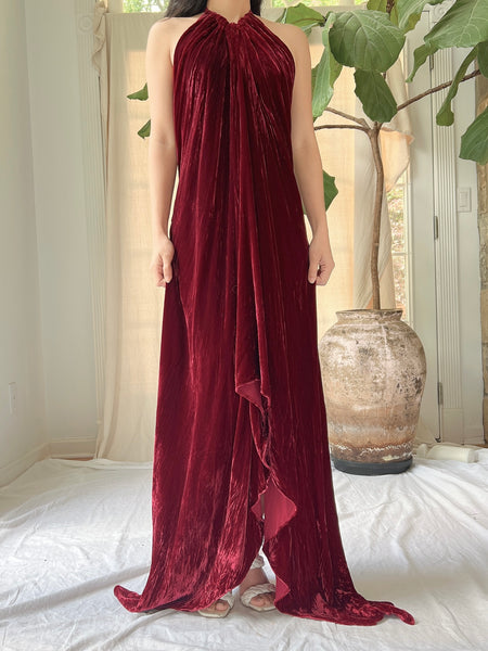 erl velvet halter dress Vintage Monique lhuillier