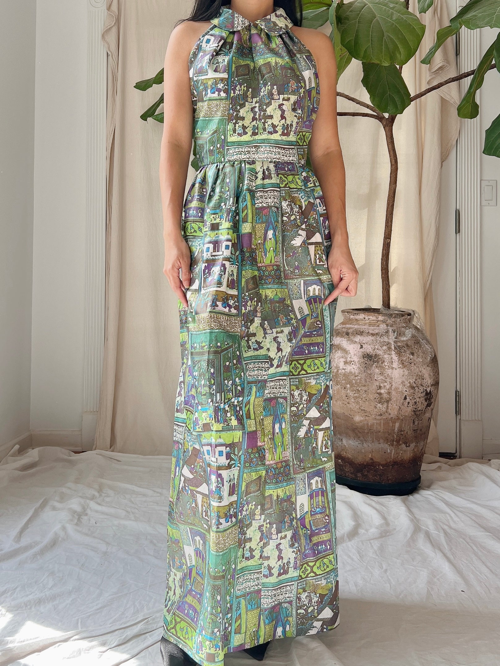 Vintage Silk Blend Printed Dress - S