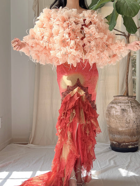 Vintage Flower and Ostrich Feather Cape - OSFM | G O S S A M E R