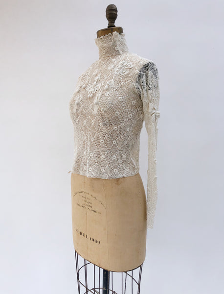 Antique Crochet Irish Lace Top XS/S G O S S A M E R