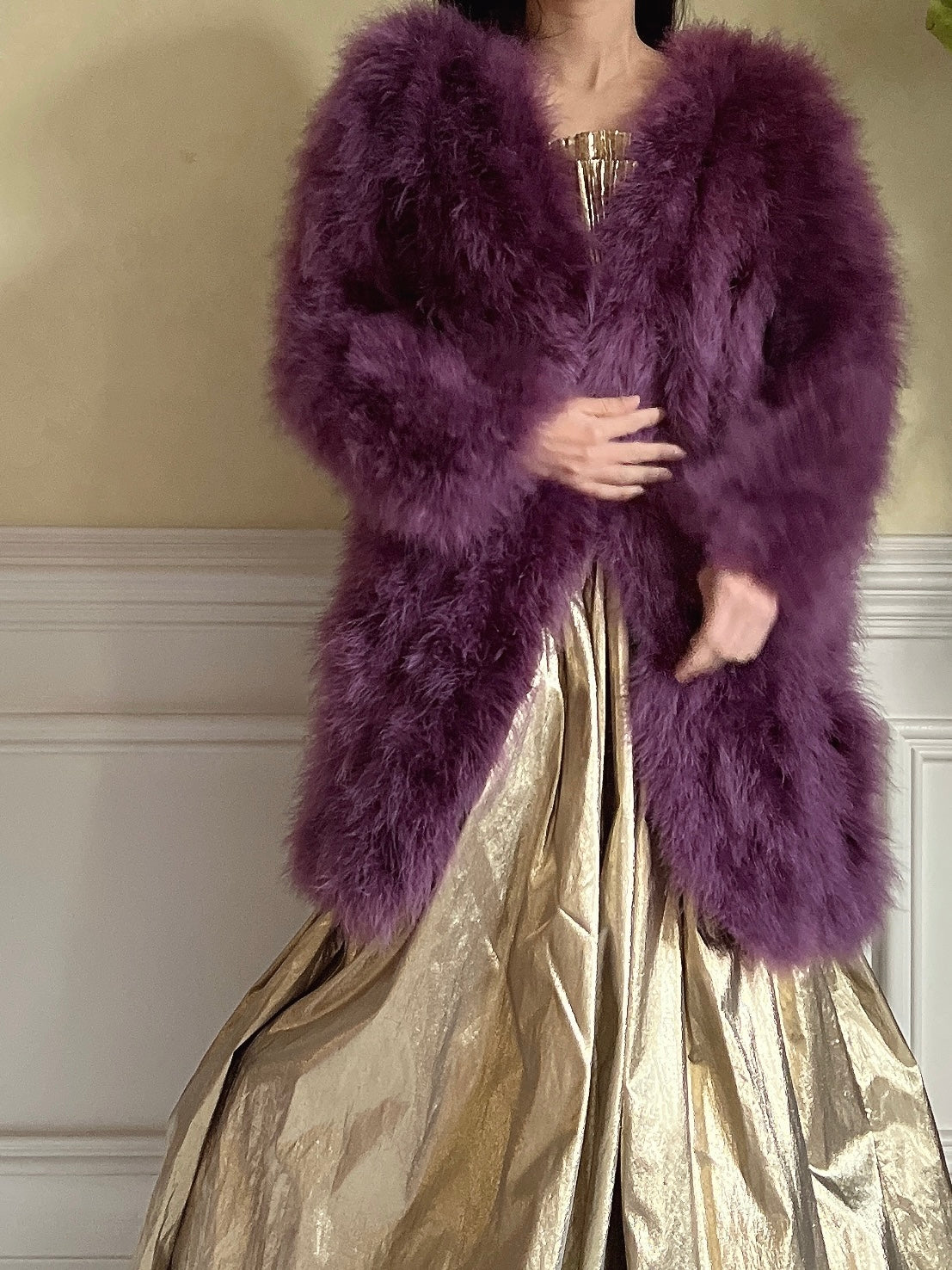 1950s Purple Feather Jacket/Coat - M