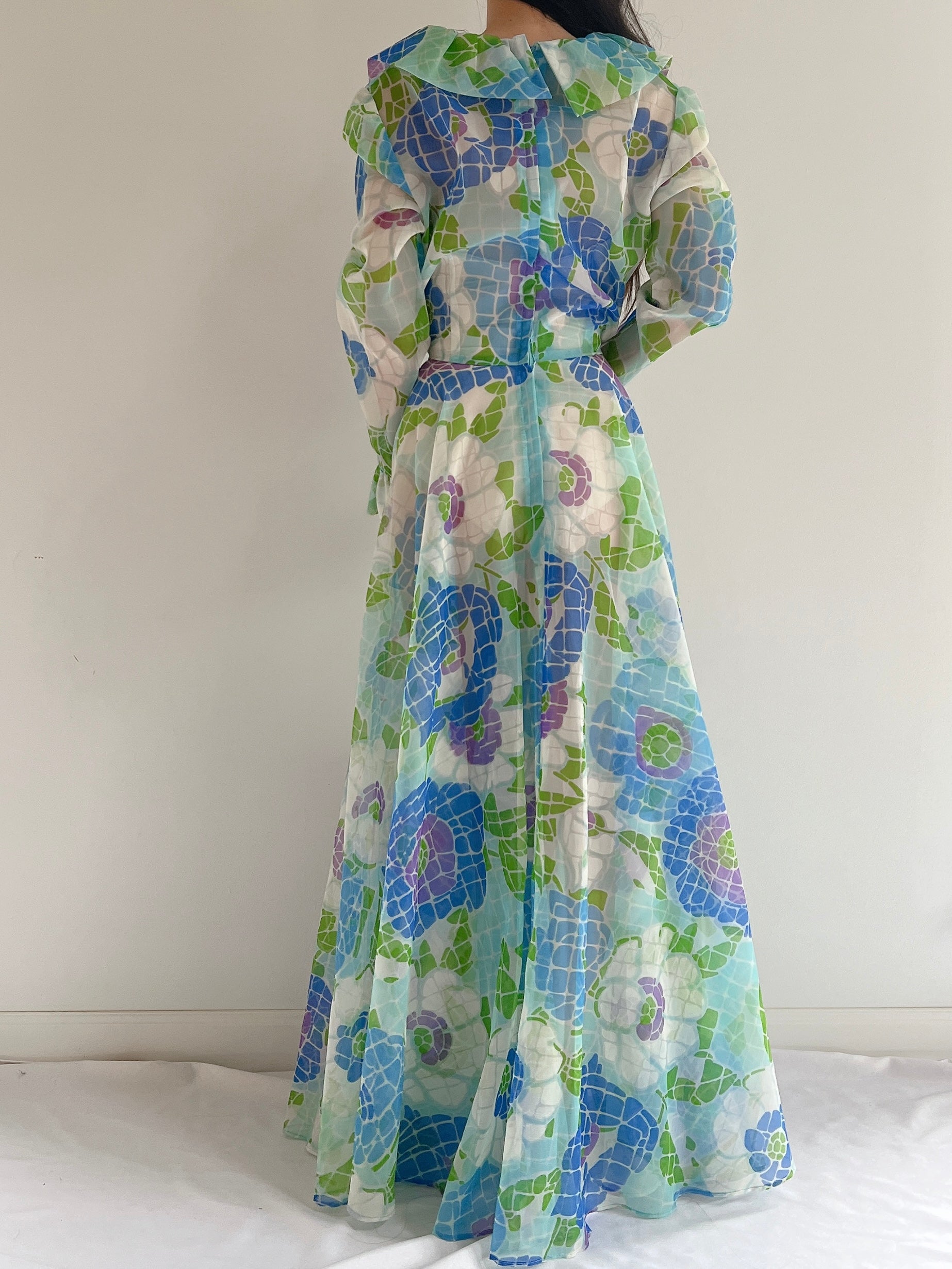 Vintage Sheer Floral Dress - M