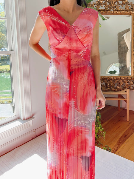 1960s Backless Red Ruffle Dress