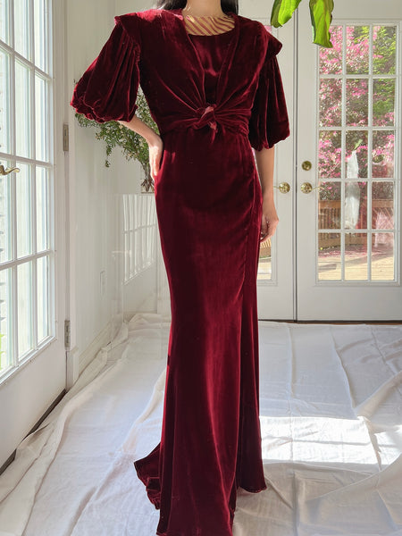 1930’s Sapphire Silk Velvet Gown