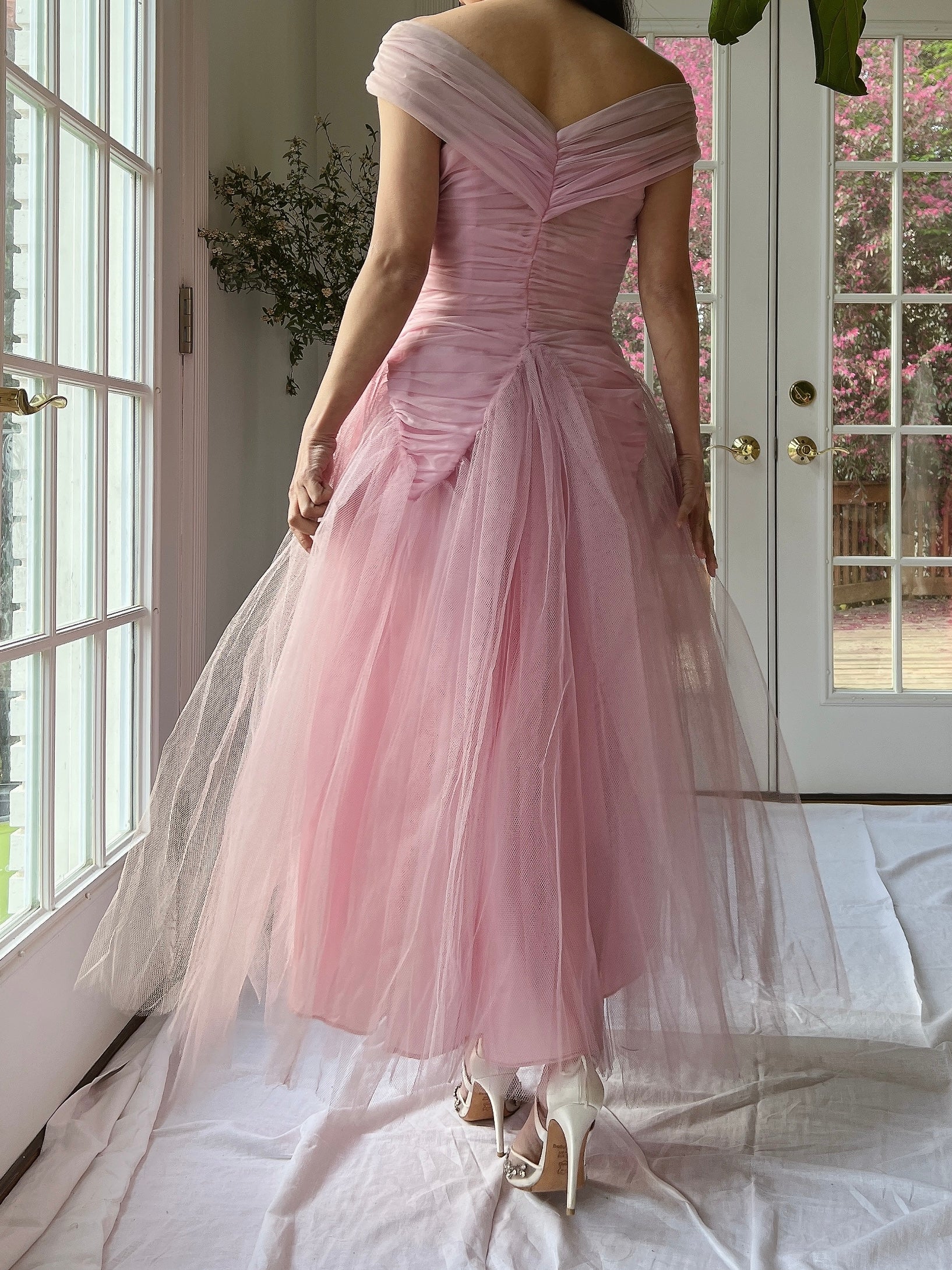 1950s Lilac Ruche Dress - XS