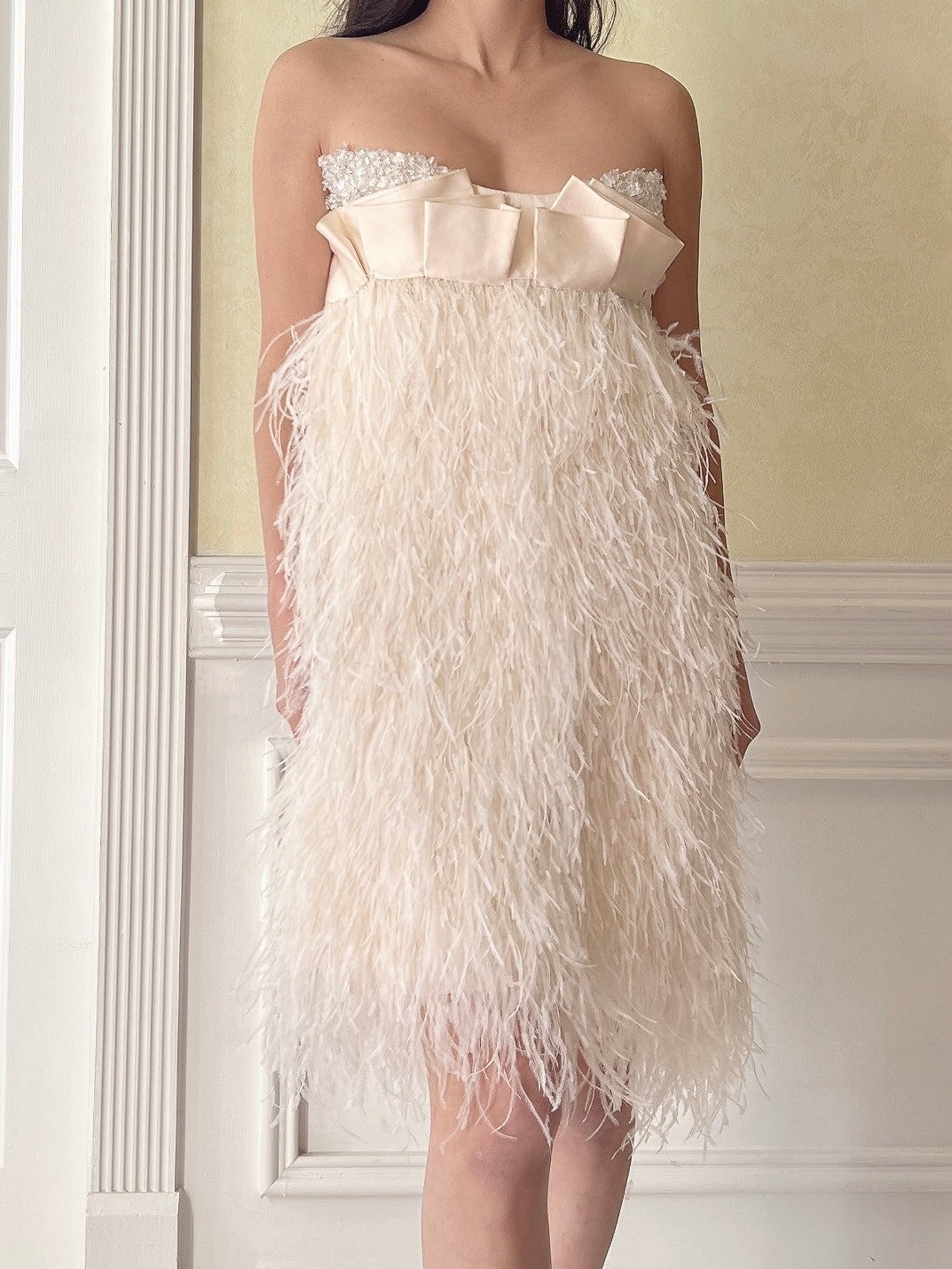 Vintage Jenny Packham Feather Dress - M