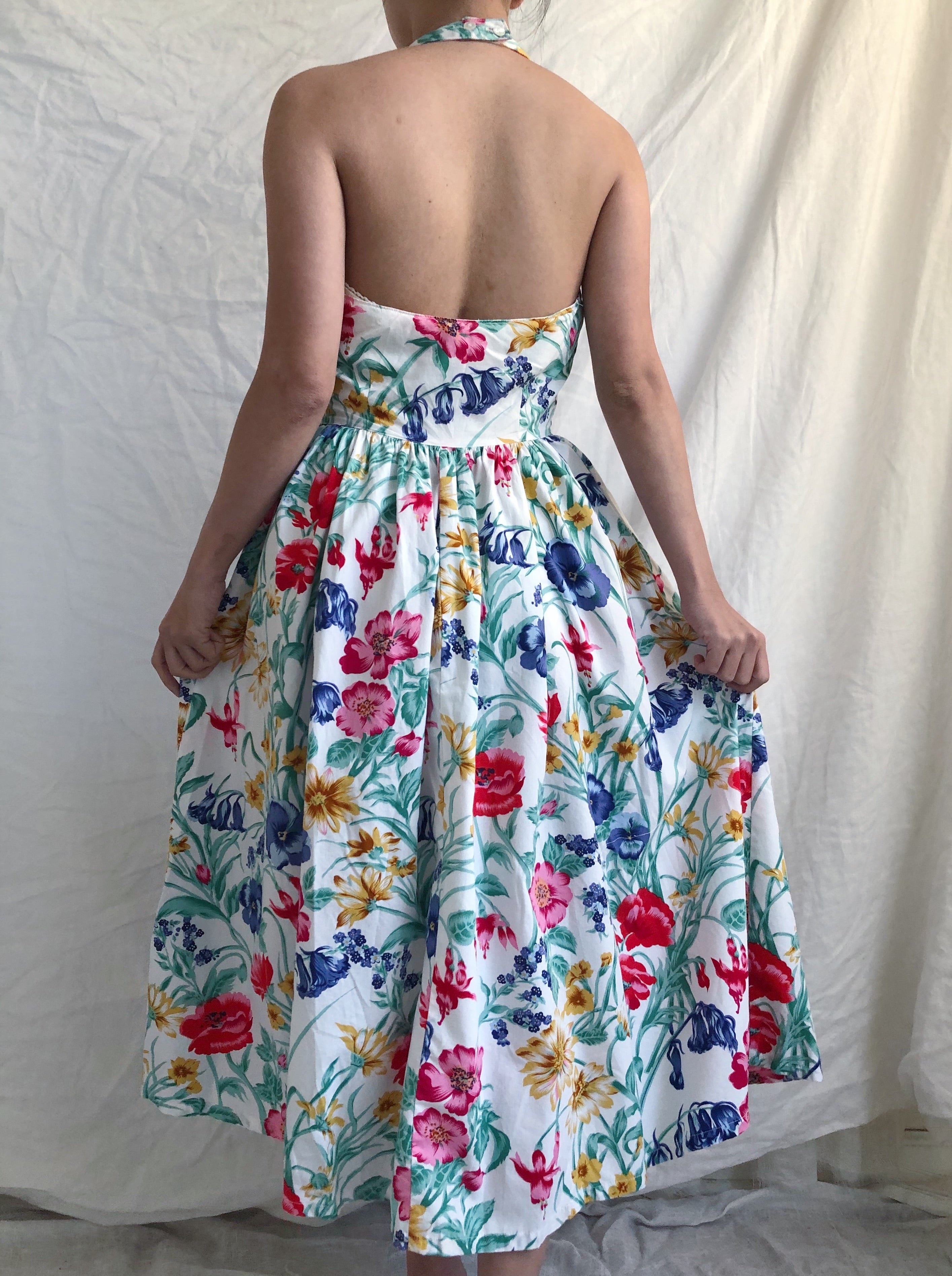 1980s Cotton Floral Dress - S