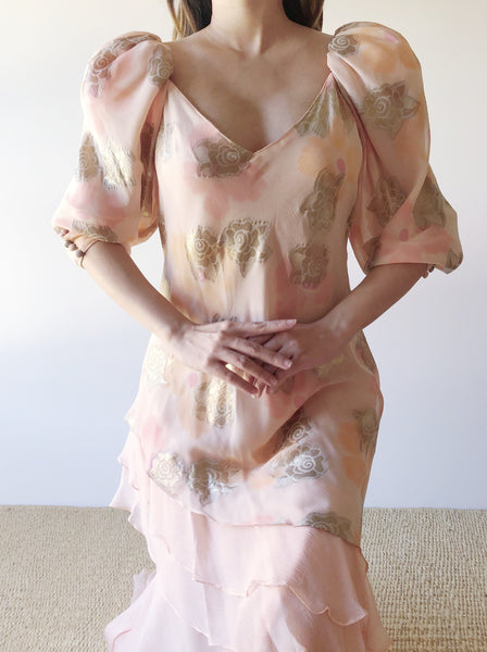 Vintage Peach Silk Layered Dress - S/M | G O S S A M E R Vintage Peach Silk Layered Dress - S/M | G O S S A M E R