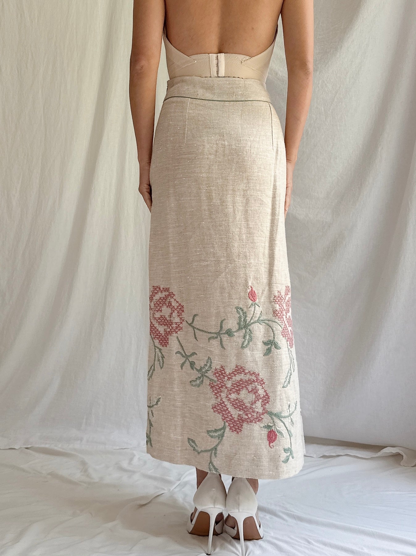 Vintage Cottonade Paris Linen Skirt - FR 38