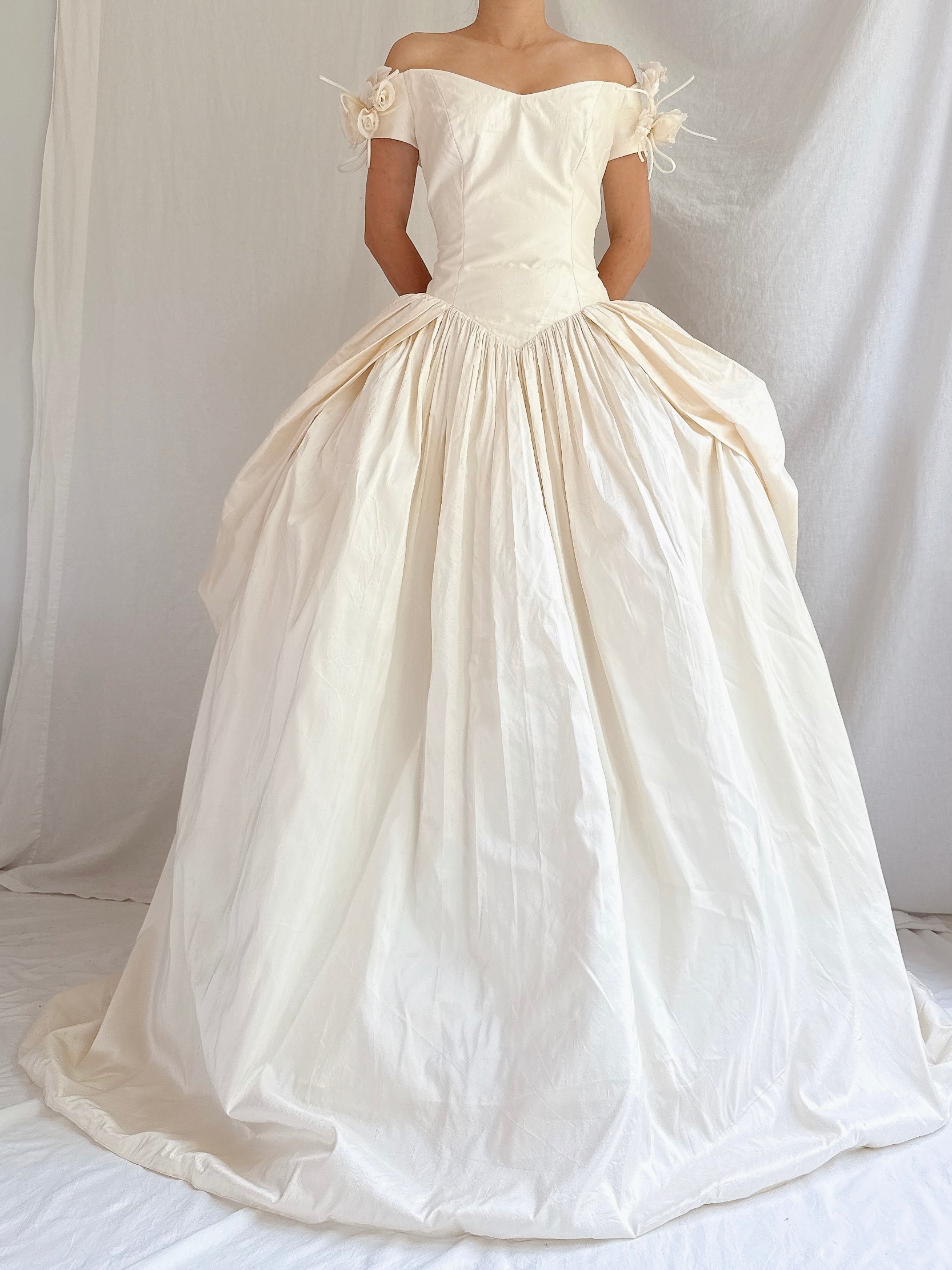 Vintage Dupioni Basque Waist Gown - M