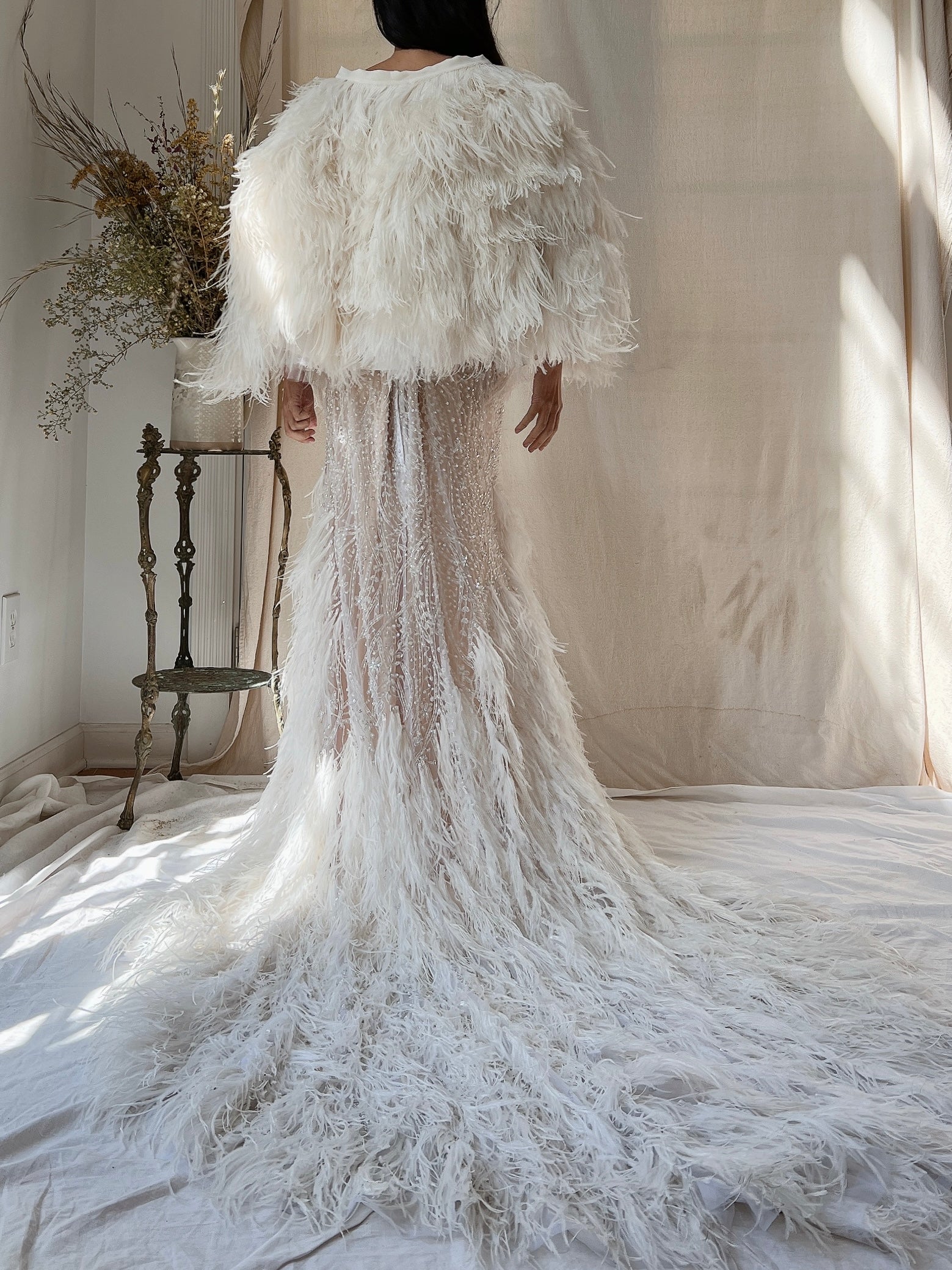 1990s Silk and Ostrich Feather Cape - OSFM