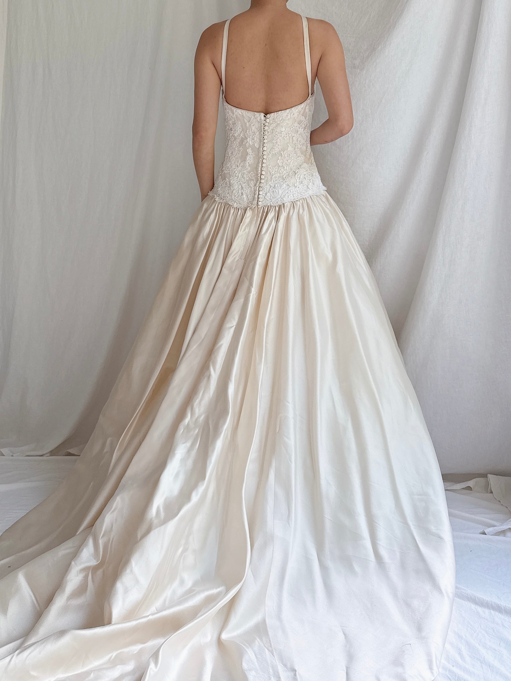 Vintage Halter Dropped Waist Gown - M