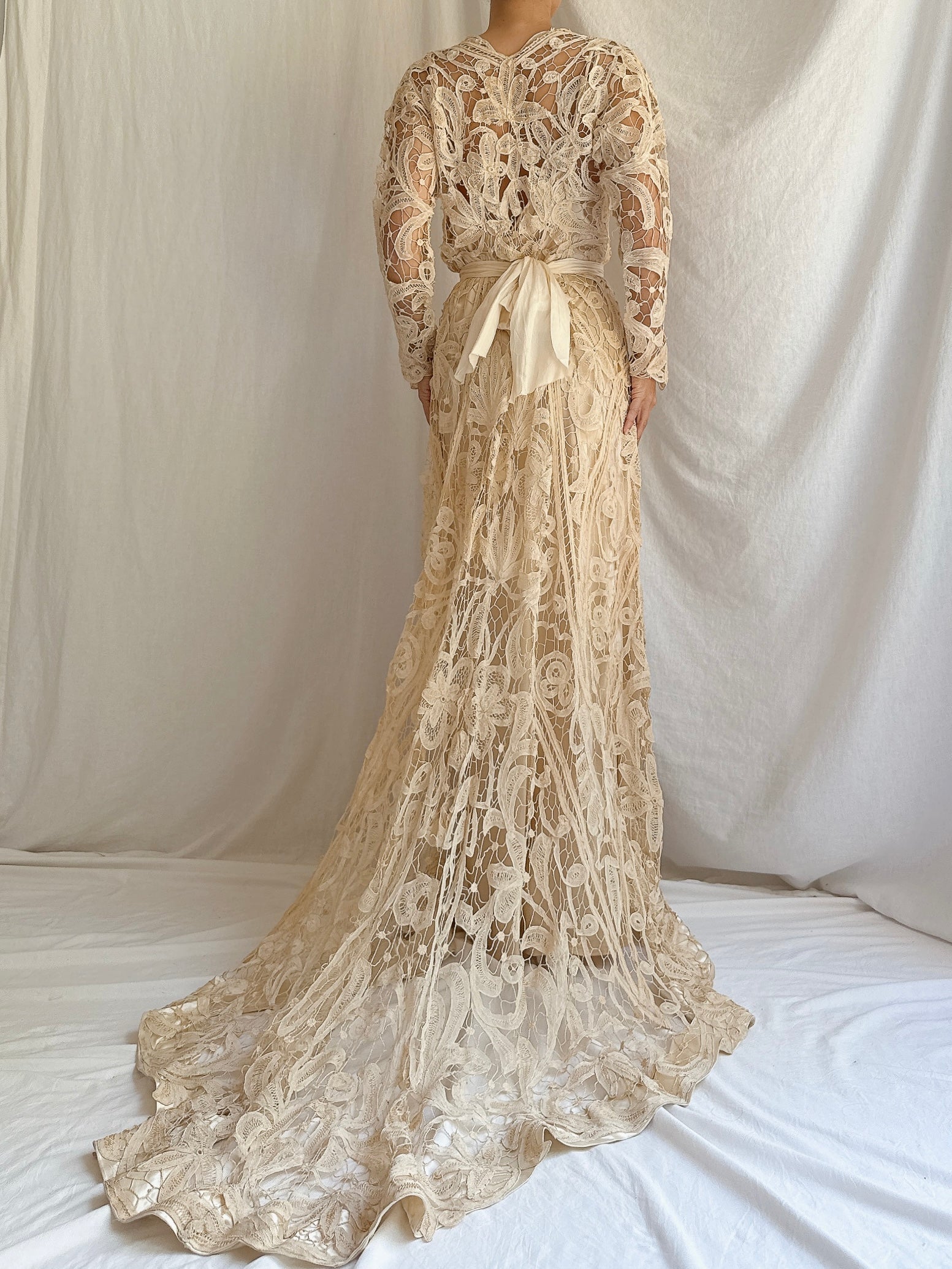 Antique Battenburg Lace Gown - S
