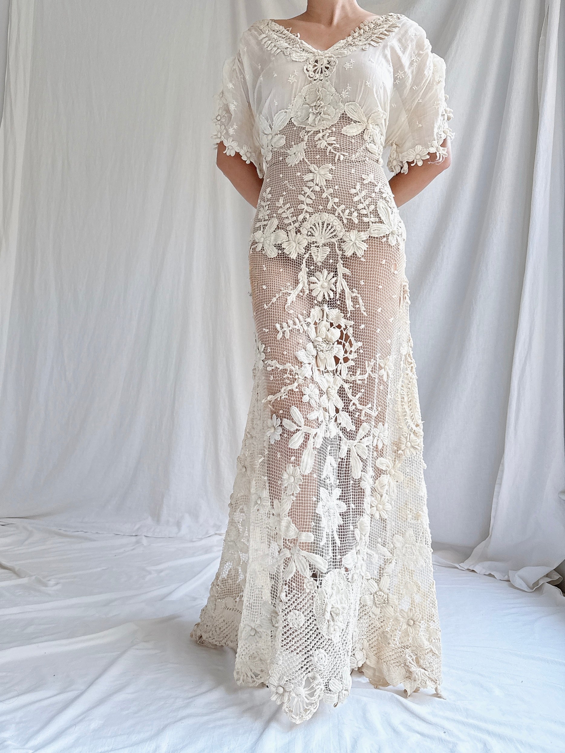 Antique Irish Lace Gown - S