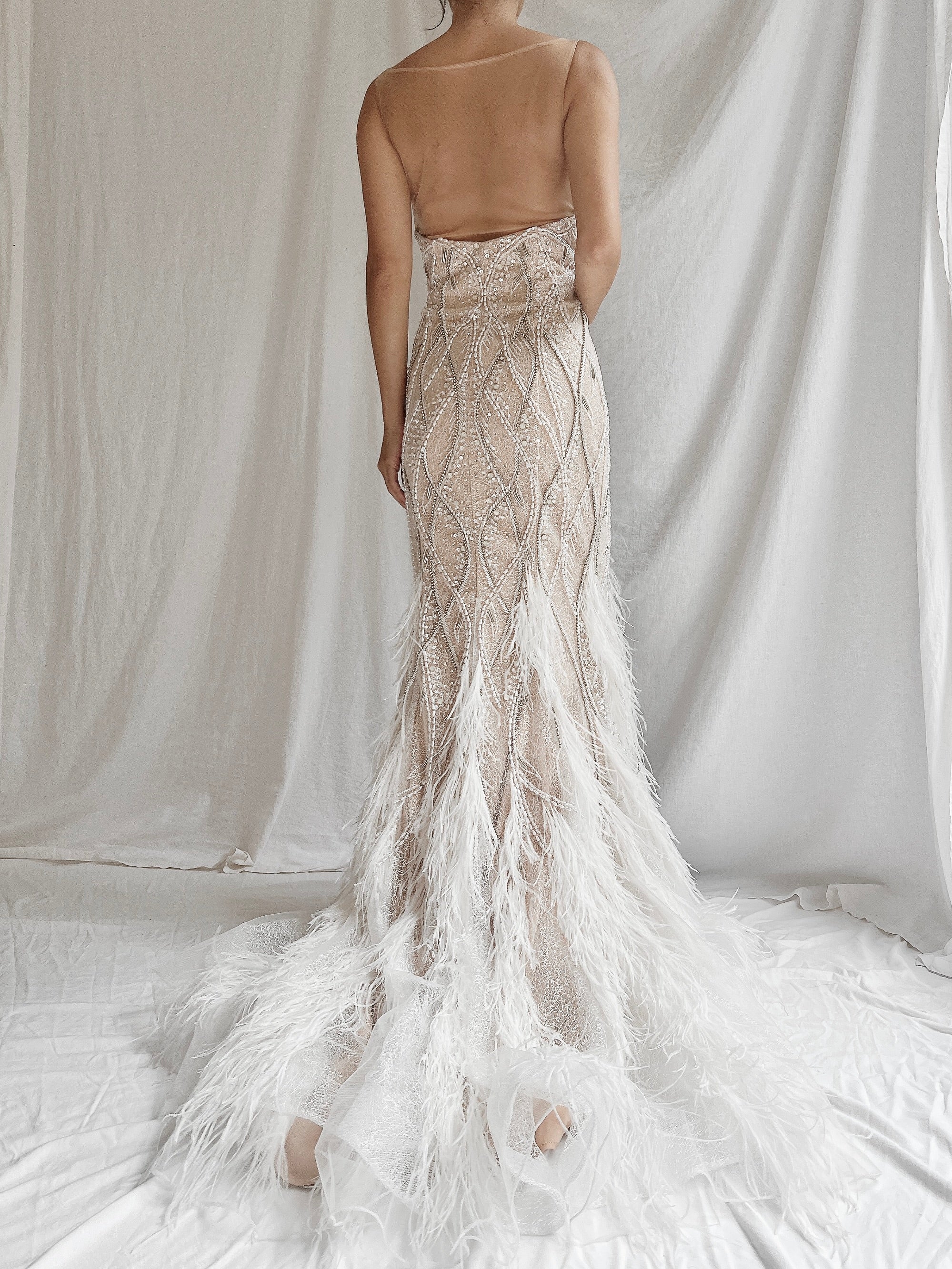 00 Beaded Feather Gown - S/6