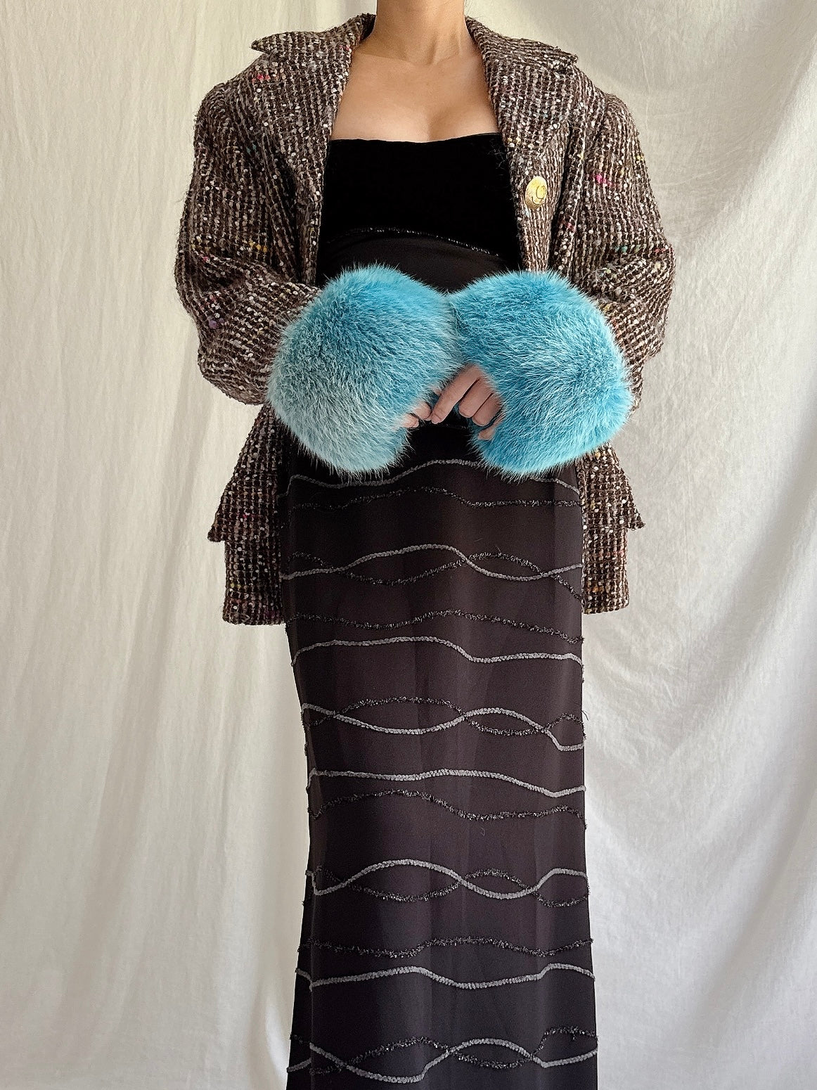 Vintage Tweed and Fox Fur Trim Jacket - M