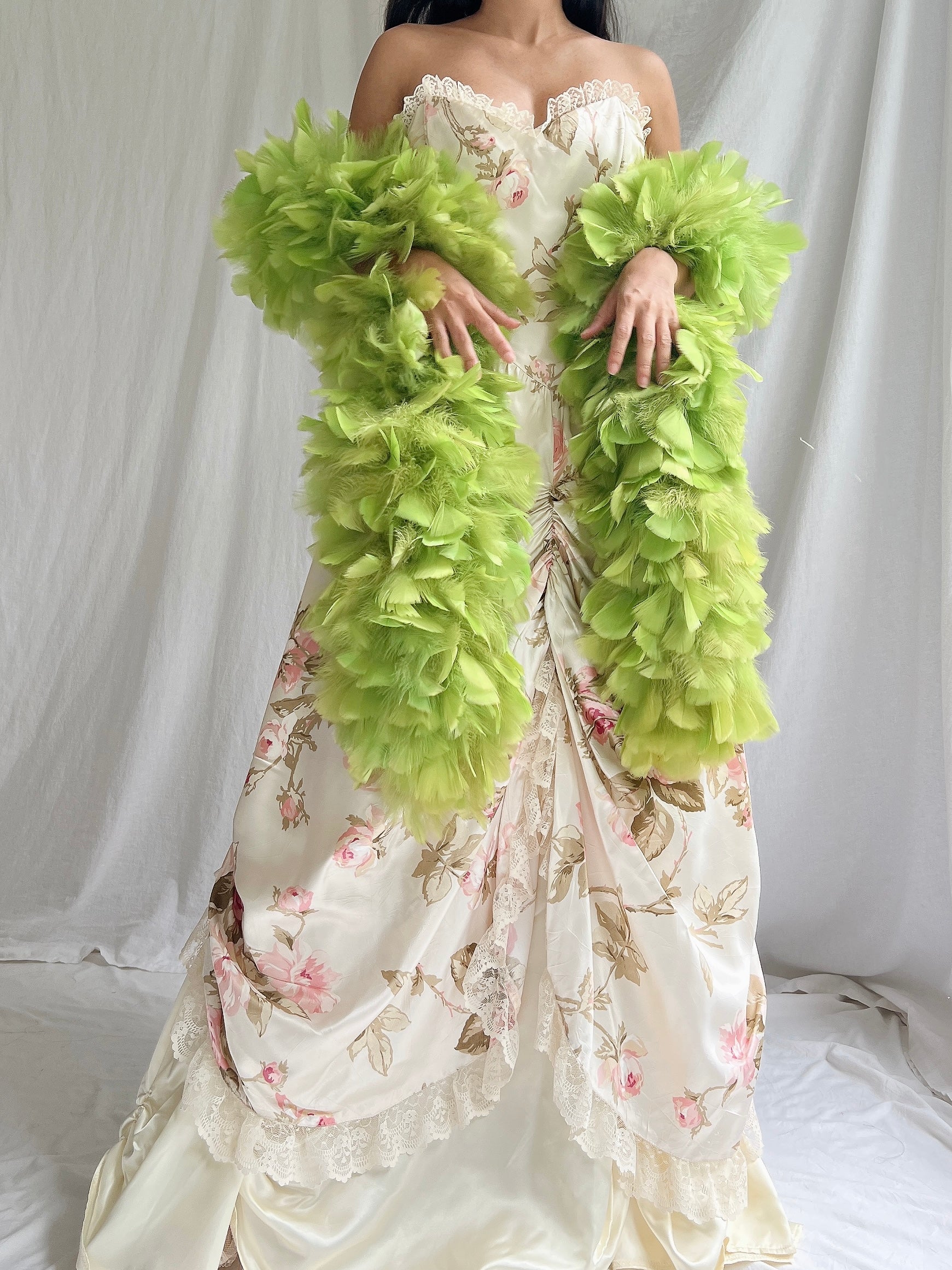 Vintage Green Feather Boa - S