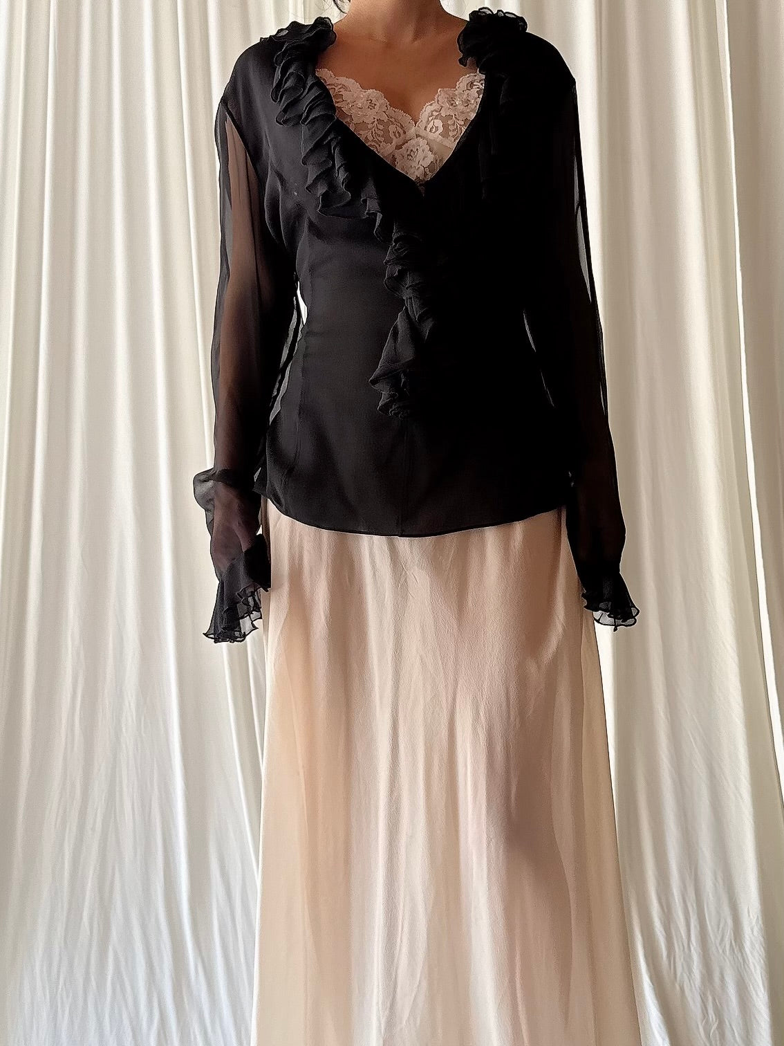 Vintage Ricci Andrist Italy Silk Chiffon Top - M