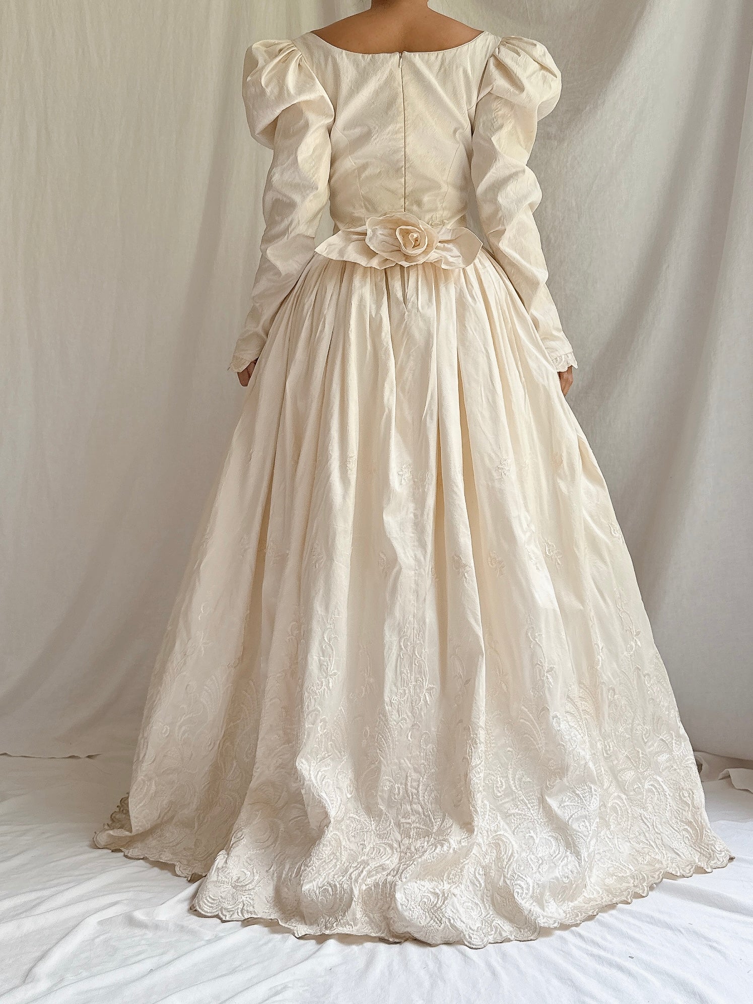 Vintage Silk Embroidered Gown - M