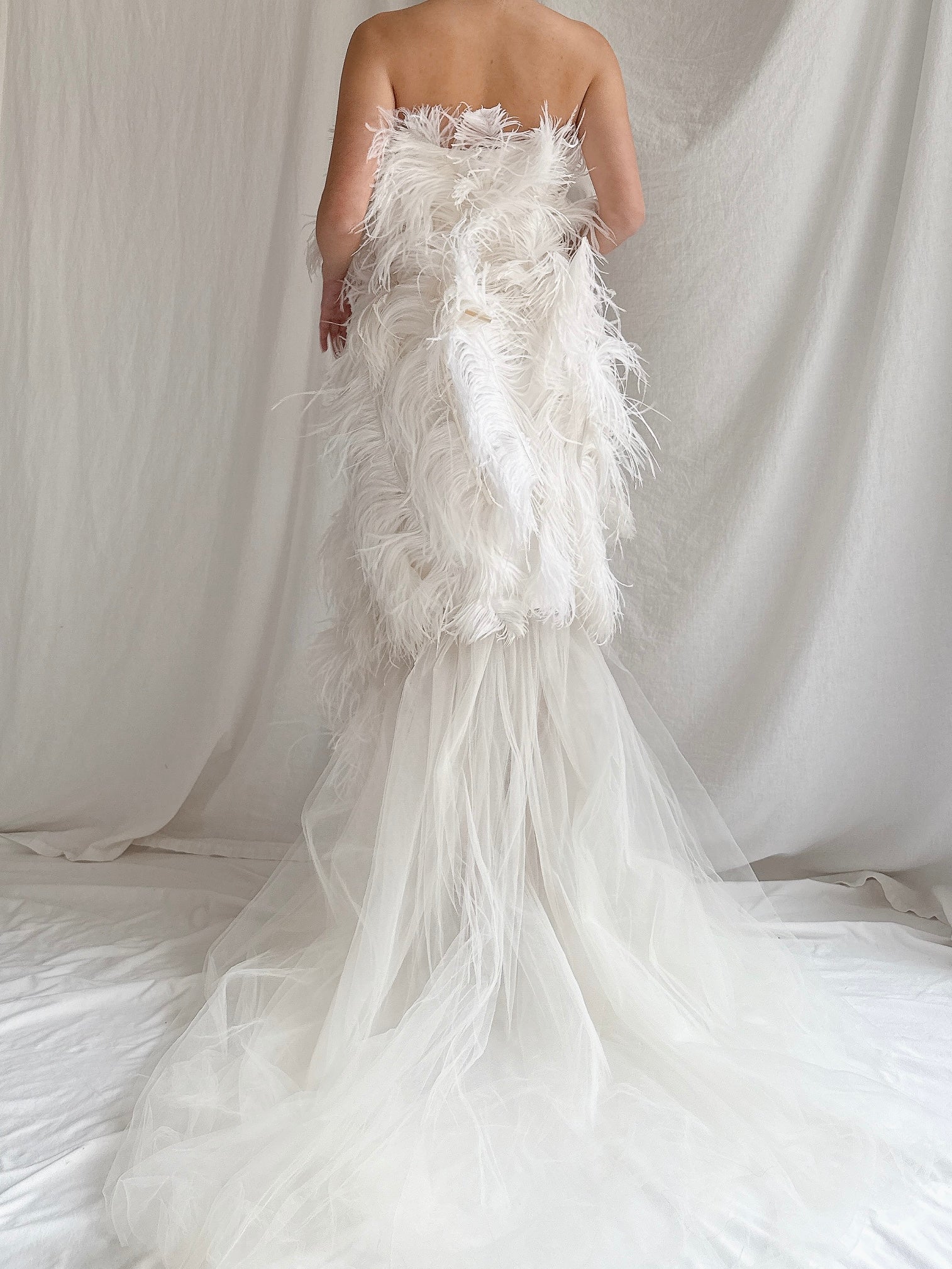 RESERVED Vintage 2-Piece Liancarlo Couture Feather Gown - S/6